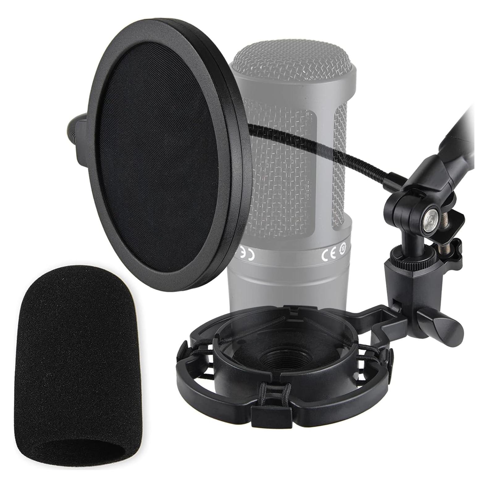 Soporte de choque Rigych AT2020 con filtro pop y espuma