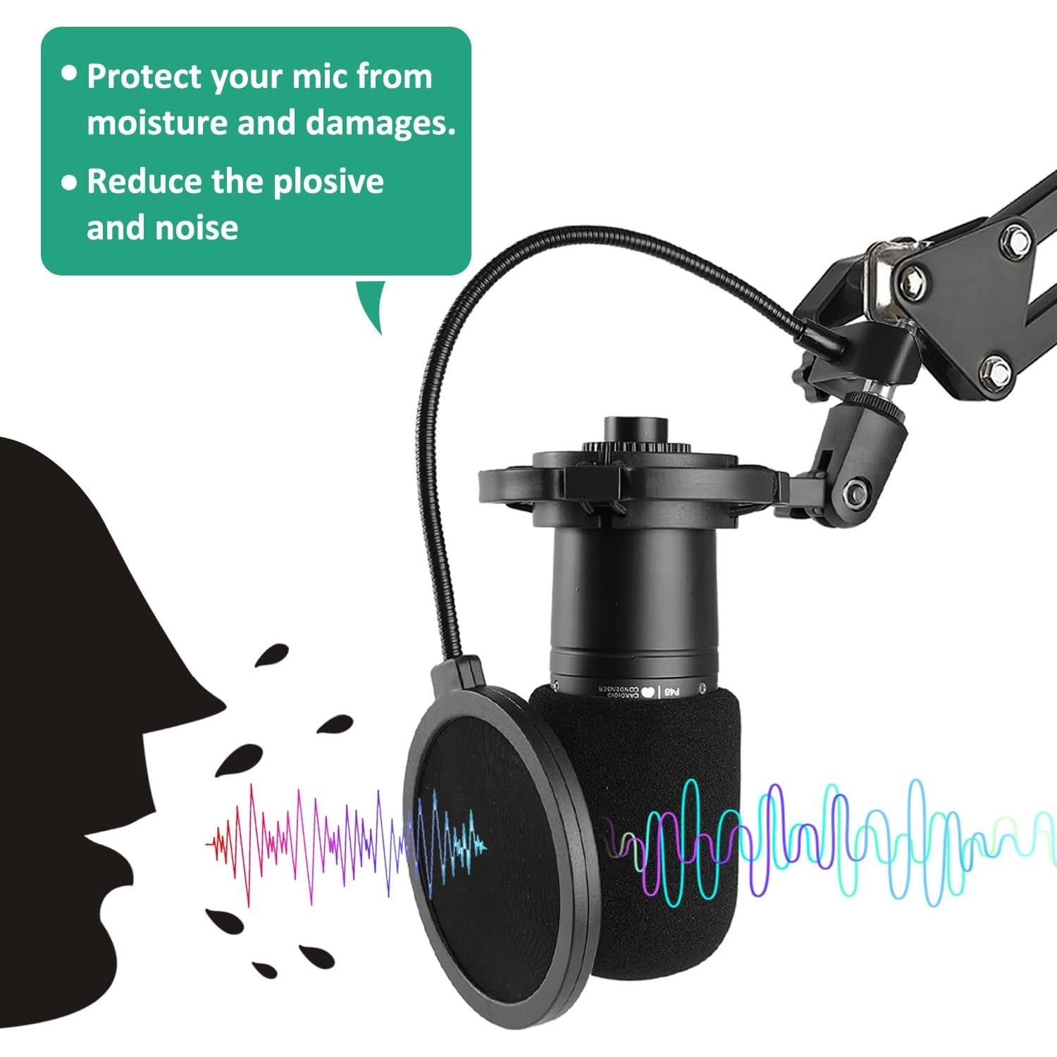 Soporte de choque Rigych AT2020 con filtro pop y espuma