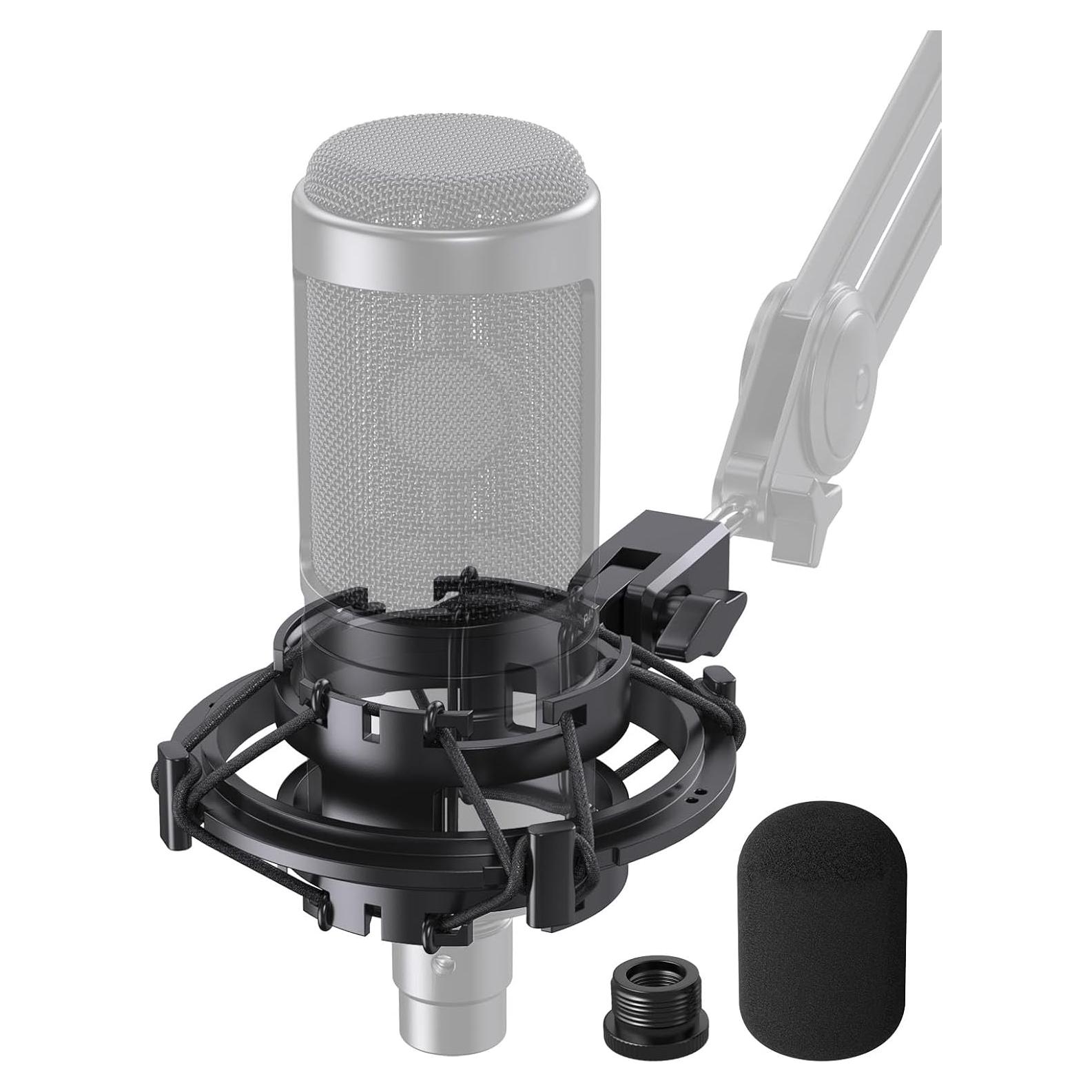 Soporte de micrófono AT2020 con filtro anti-pop y suspensión