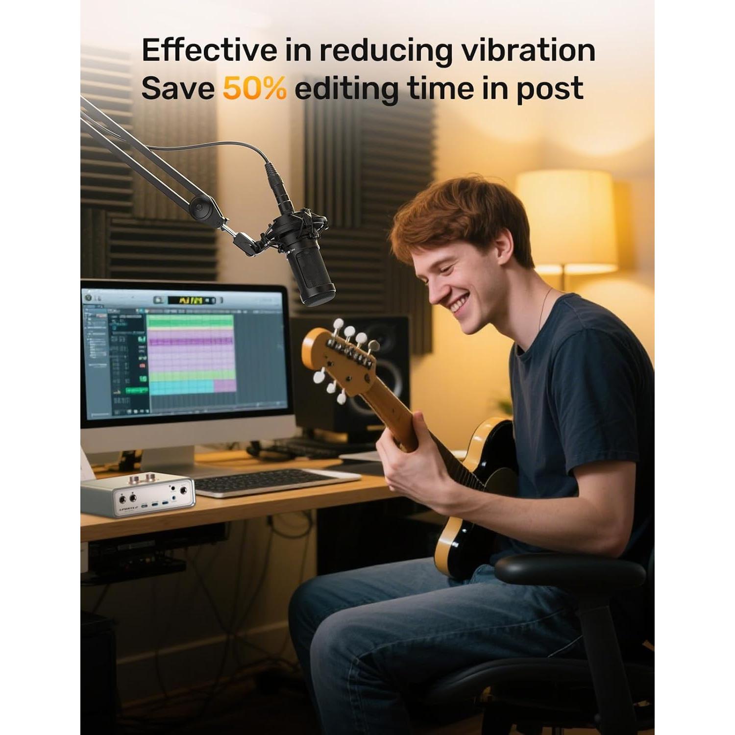 Soporte de micrófono AT2020 con filtro anti-pop y suspensión