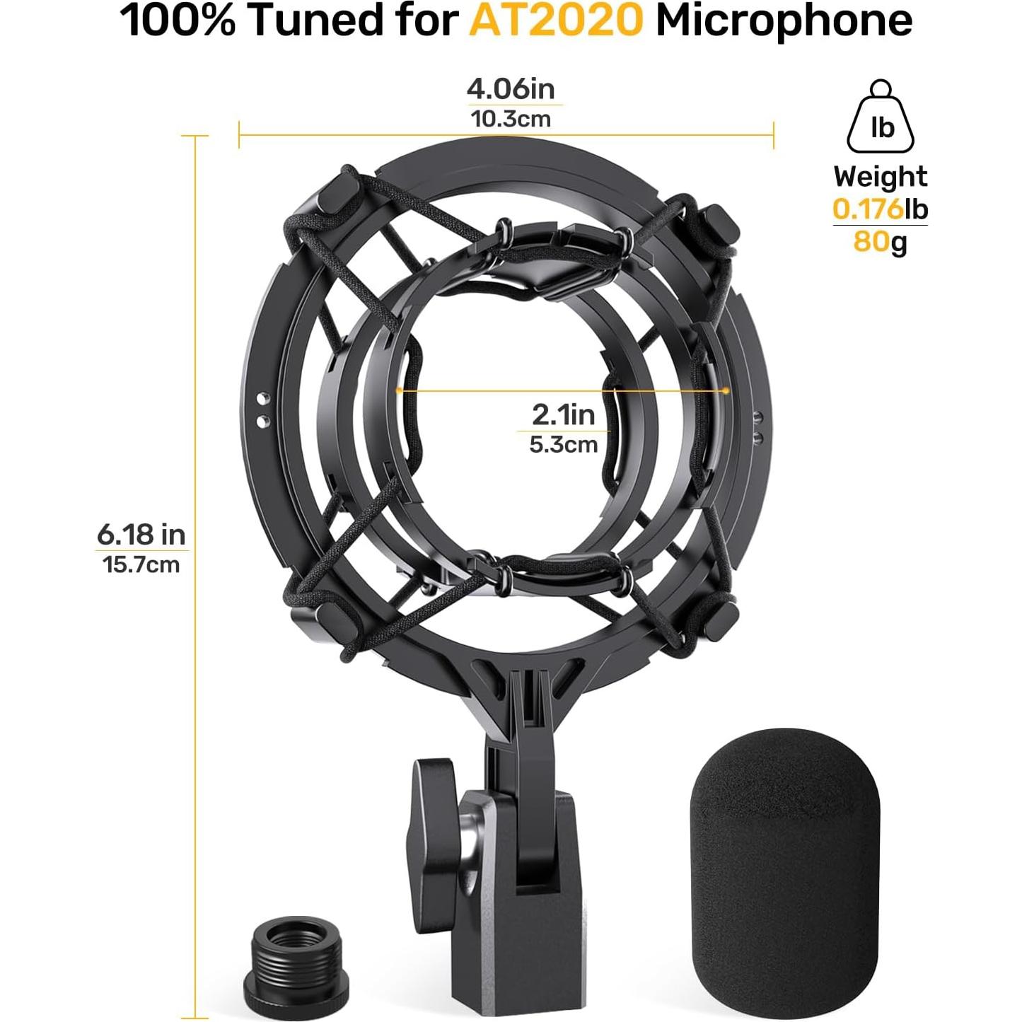 Soporte de micrófono AT2020 con filtro anti-pop y suspensión