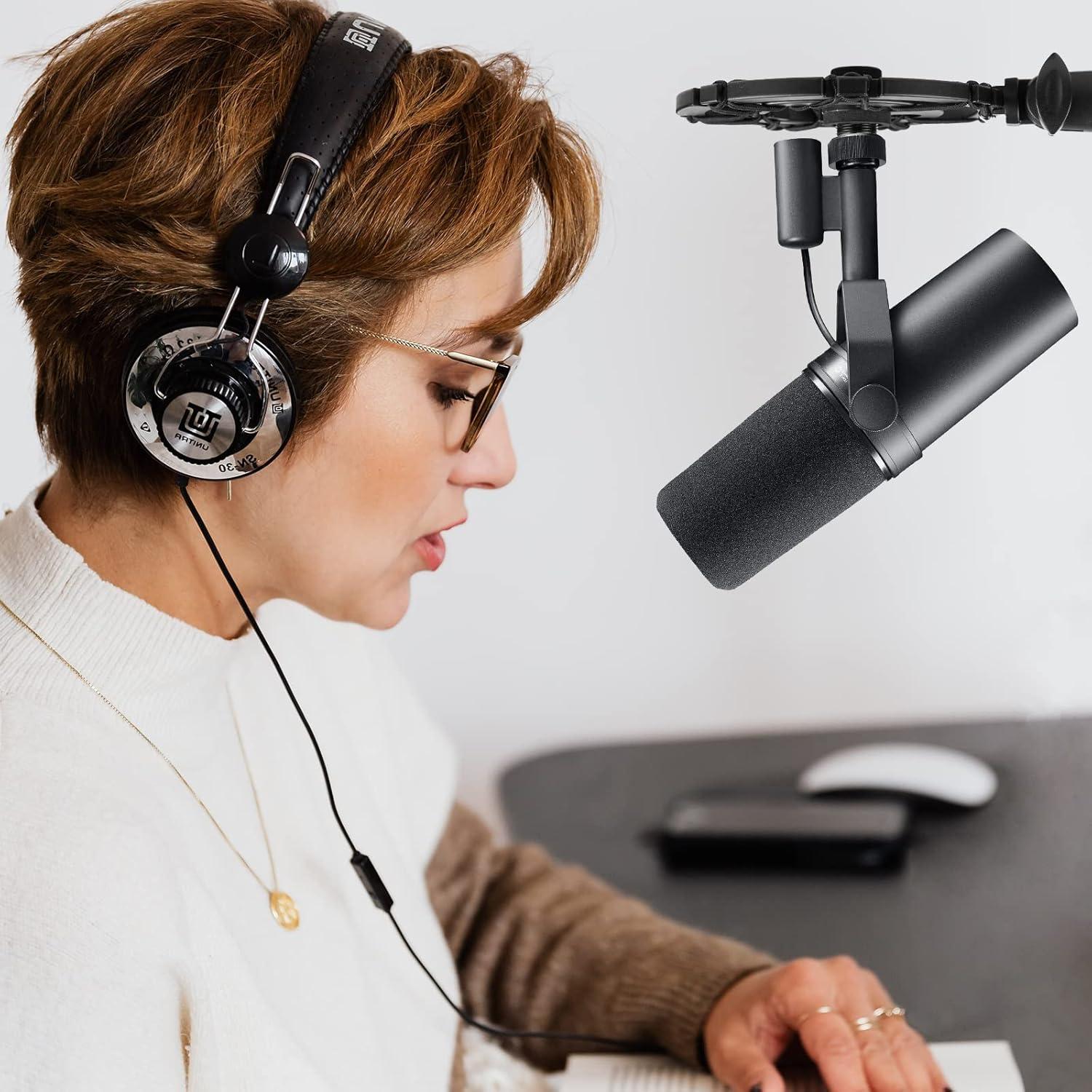 Soporte de Micrófono Geekria para Shure MV7, SM7B, MV7X Negro