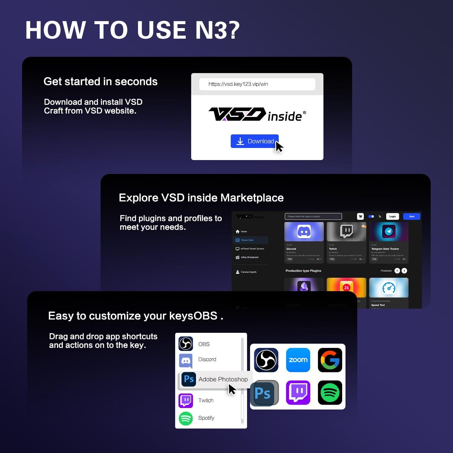 Controlador de Transmisión TreasLin N3 con 12 Teclas Macro USB-C