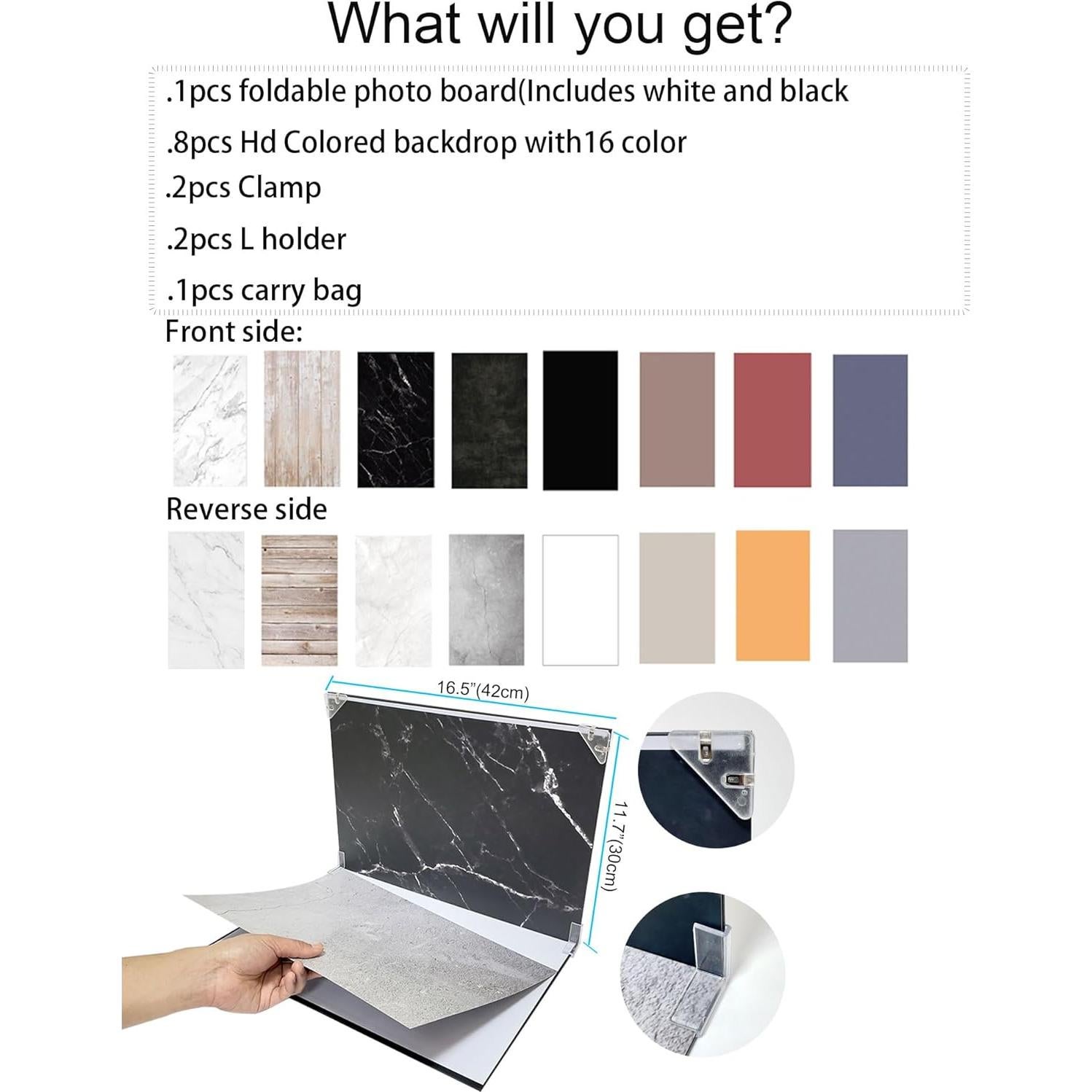 Kit de Fotografía de Productos BYSTONE A3 - 8 Fondos 3 en 1