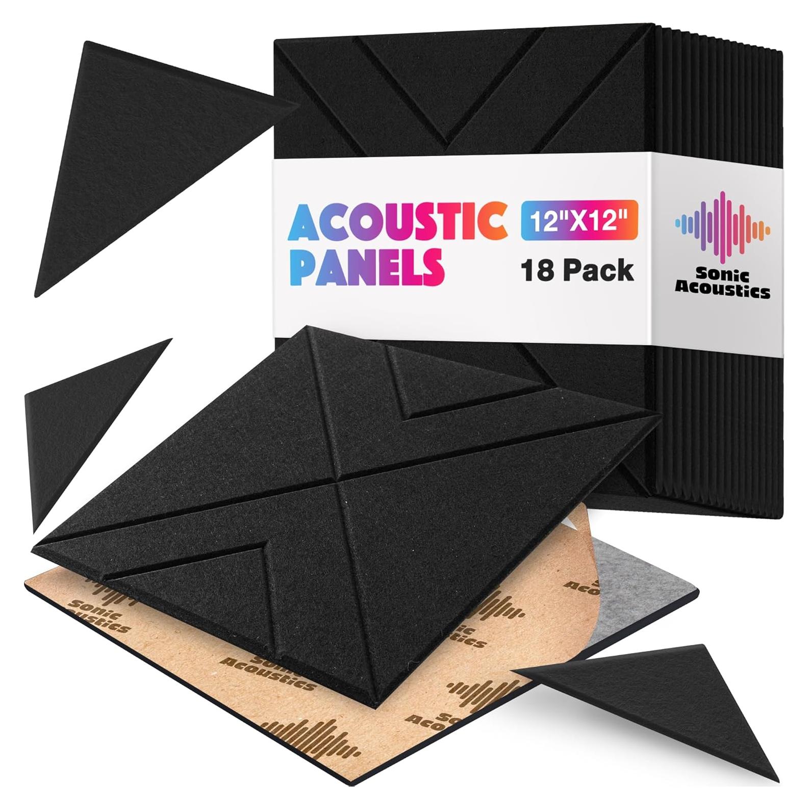 Paquete de 18 Paneles Acústicos Autoadhesivos Sonic Acoustics 30x30cm