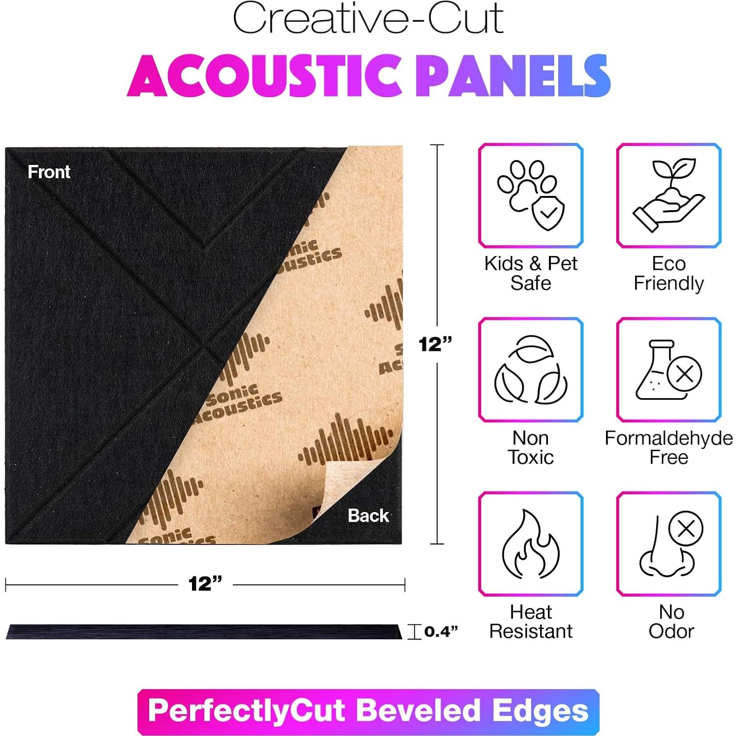 Paquete de 18 Paneles Acústicos Autoadhesivos Sonic Acoustics 30x30cm