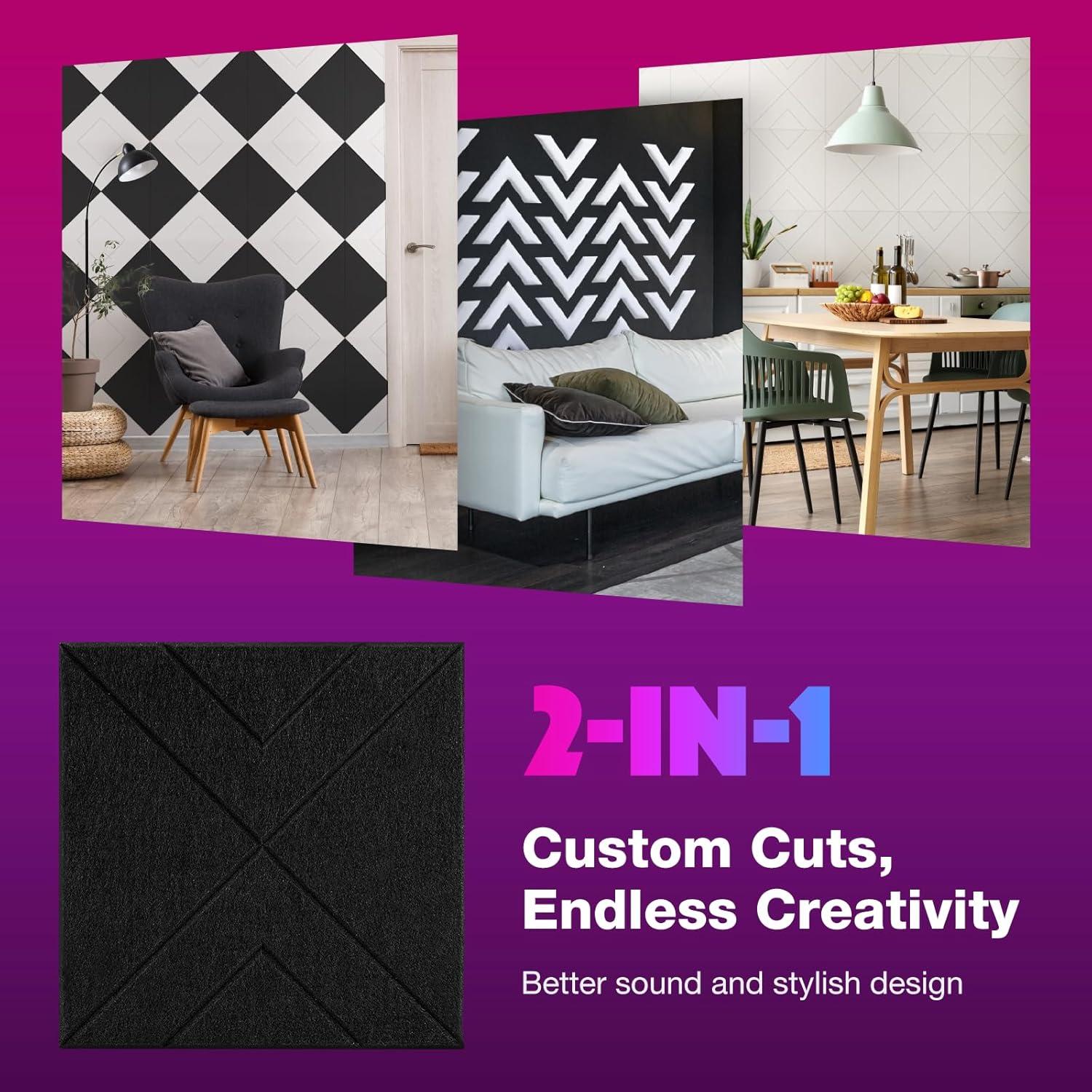 Paquete de 18 Paneles Acústicos Autoadhesivos Sonic Acoustics 30x30cm