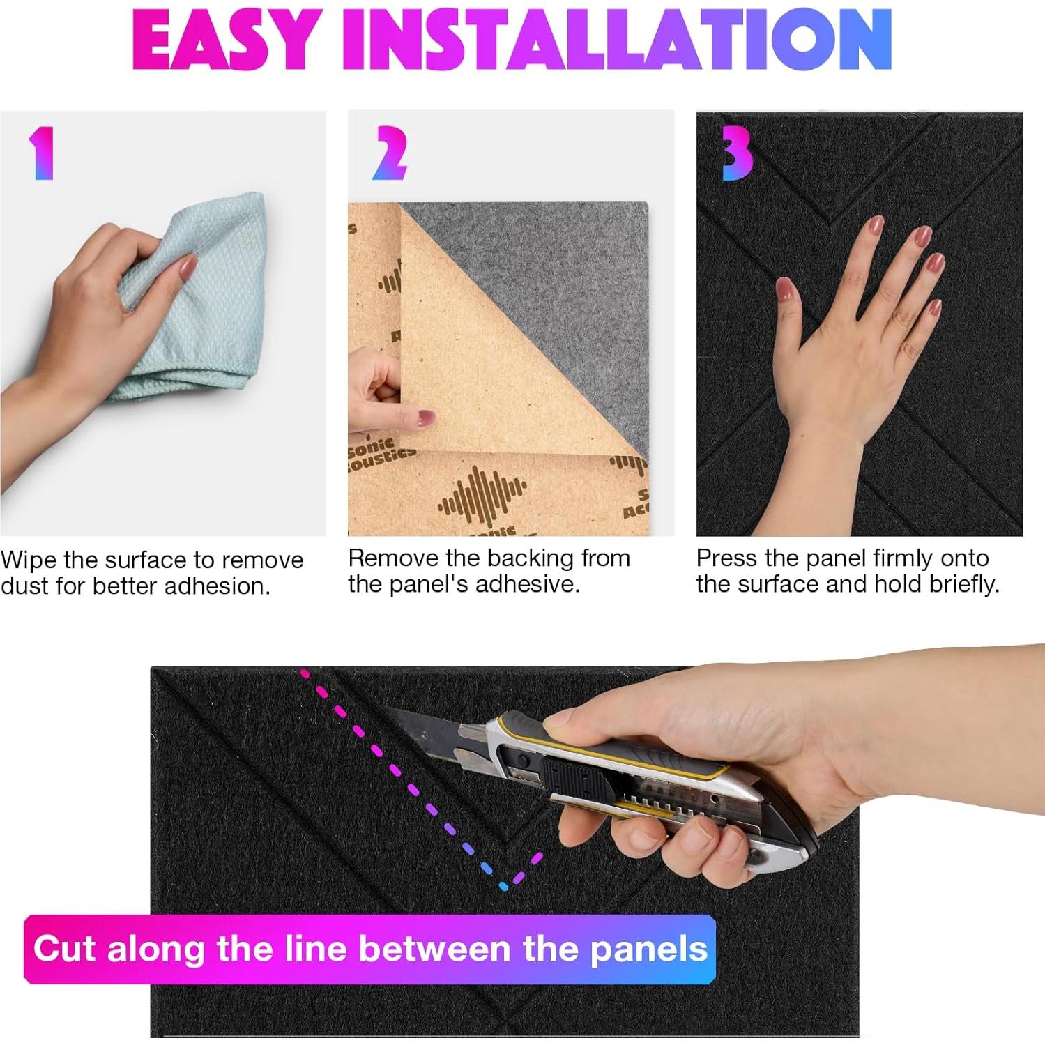 Paquete de 18 Paneles Acústicos Autoadhesivos Sonic Acoustics 30x30cm