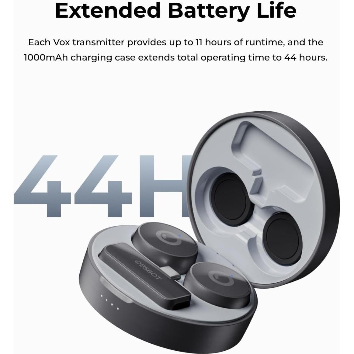 Micrófono Inalámbrico OBSBOT Vox Doble Lavalier 300m USB-C