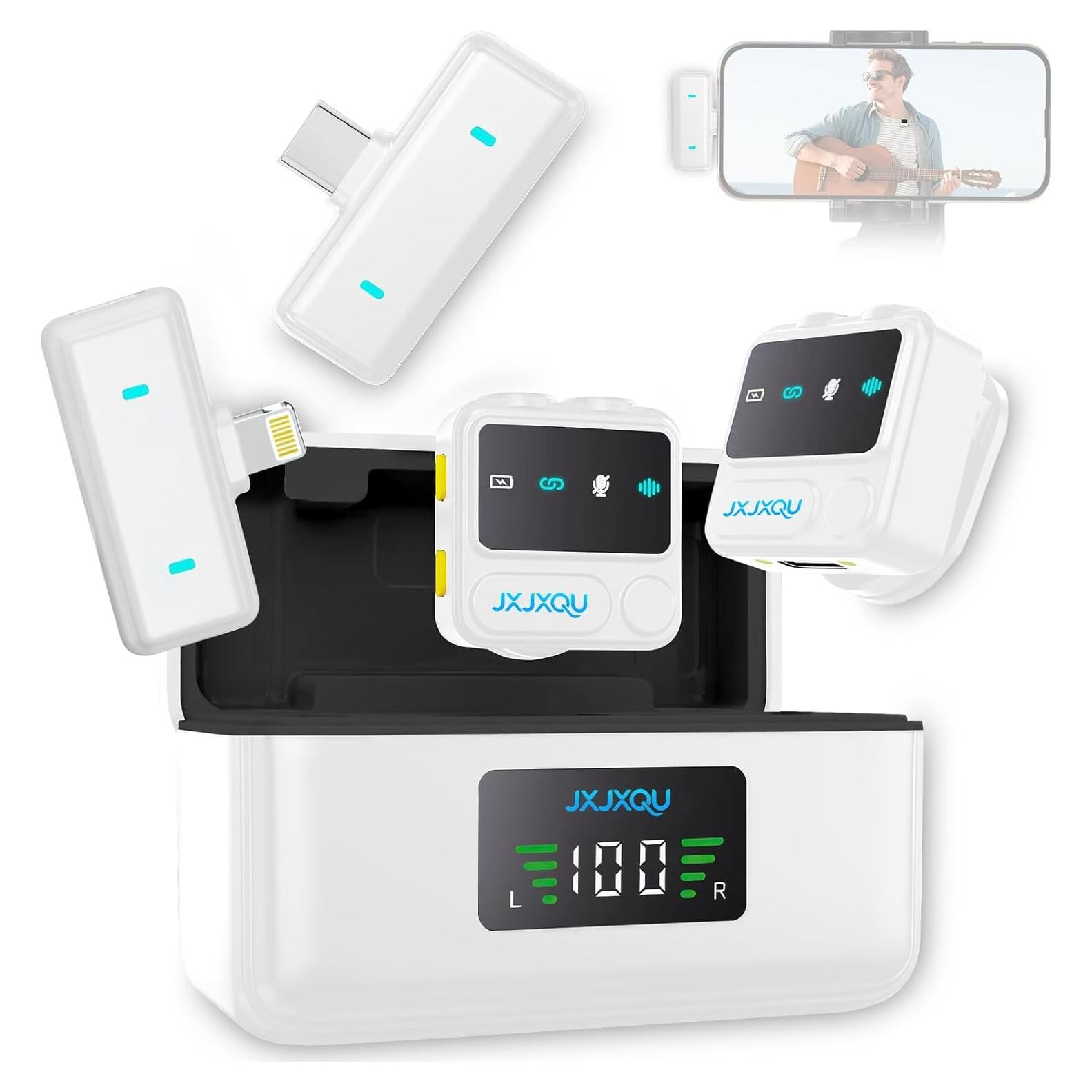 Micrófono Inalámbrico JXJXQU para iPhone/Android 30H Batería