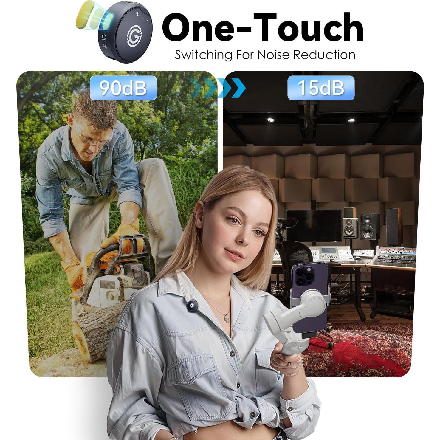 Micrófono Lavalier Inalámbrico Gamiity 35H USB-C y Lightning