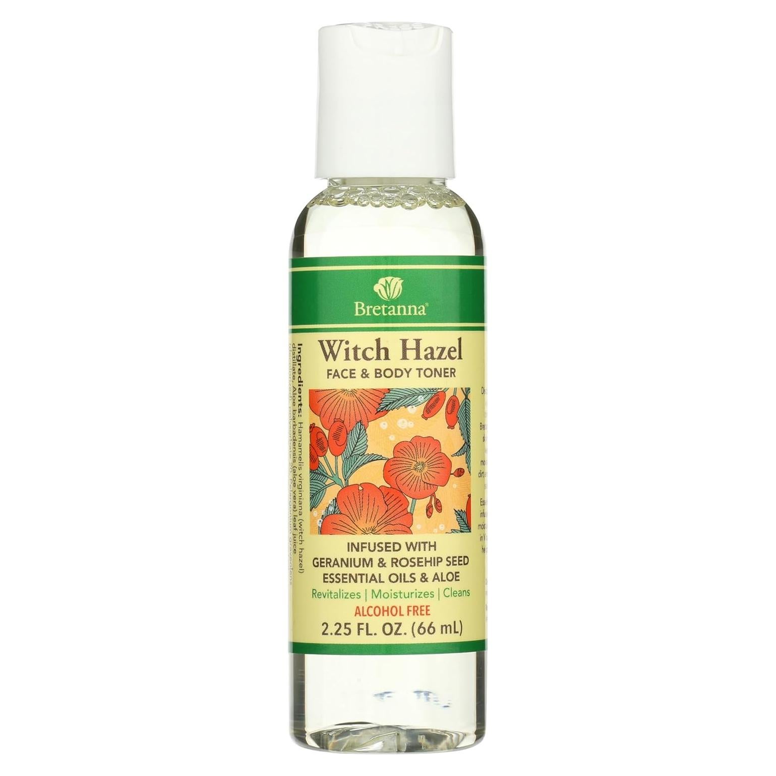 Tónico de Hamamelis Bretanna 66.5 ml con Geranio y Rosa Mosqueta