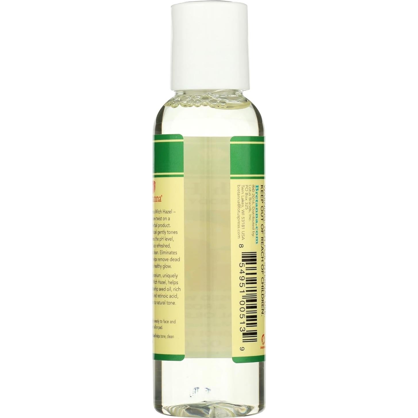 Tónico de Hamamelis Bretanna 66.5 ml con Geranio y Rosa Mosqueta