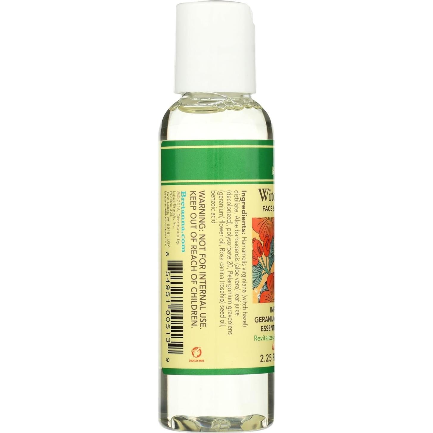 Tónico de Hamamelis Bretanna 66.5 ml con Geranio y Rosa Mosqueta