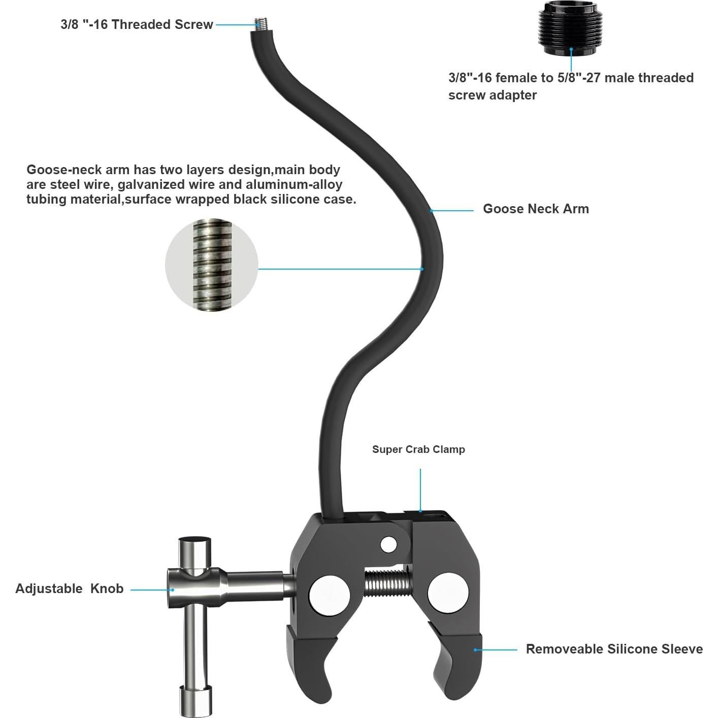 Soporte de Micrófono Cuello de Ganso MK0108 Ajustable 50 cm