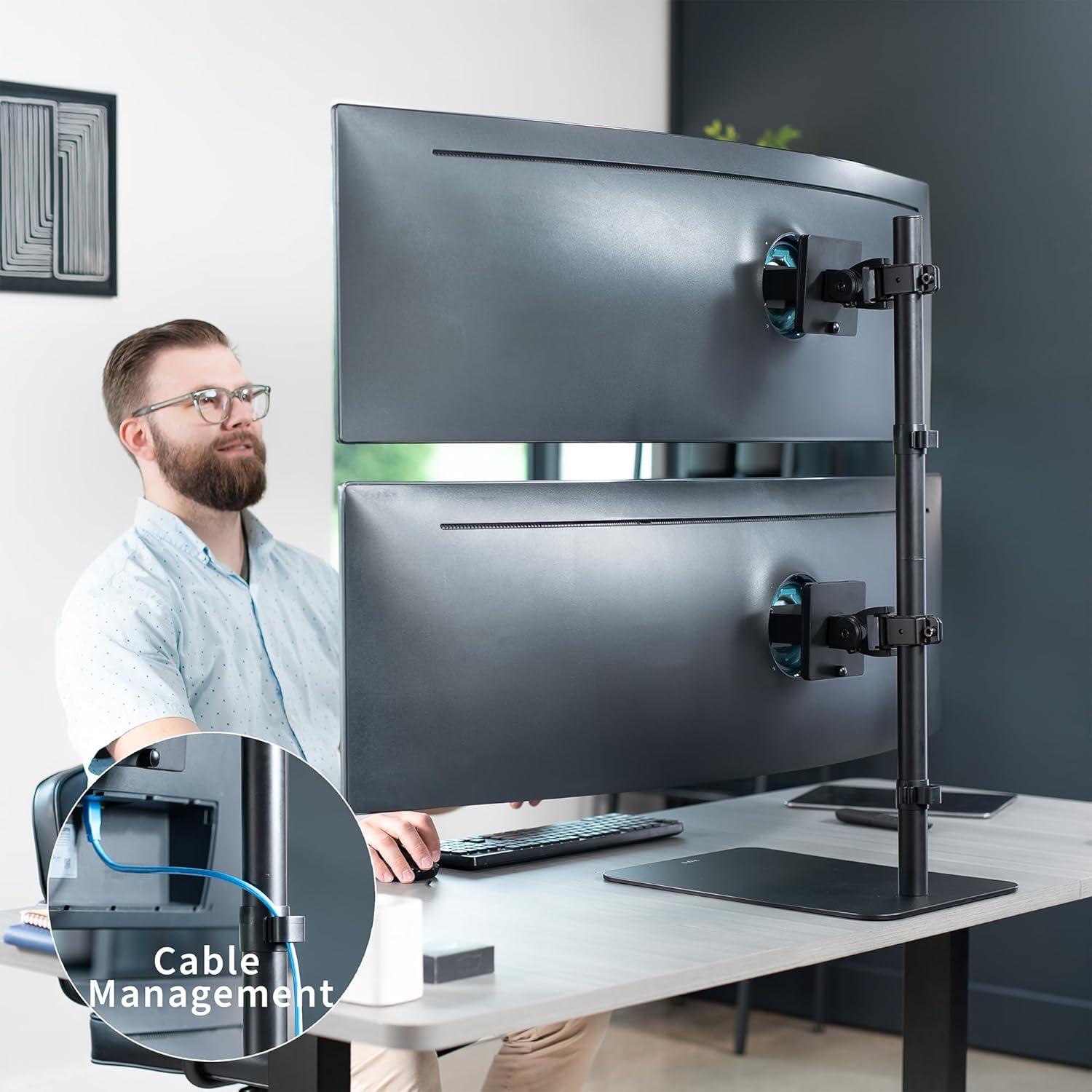 Soporte de Escritorio VIVO STAND-V202L para 2 Pantallas 49"