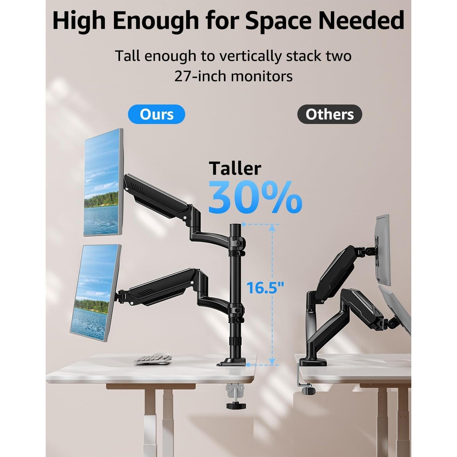 Soporte Doble para Monitor MOUNTUP Ajustable 32" Negro