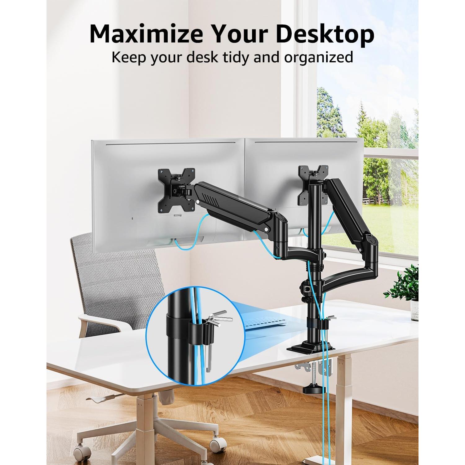 Soporte Doble para Monitor MOUNTUP Ajustable 32" Negro