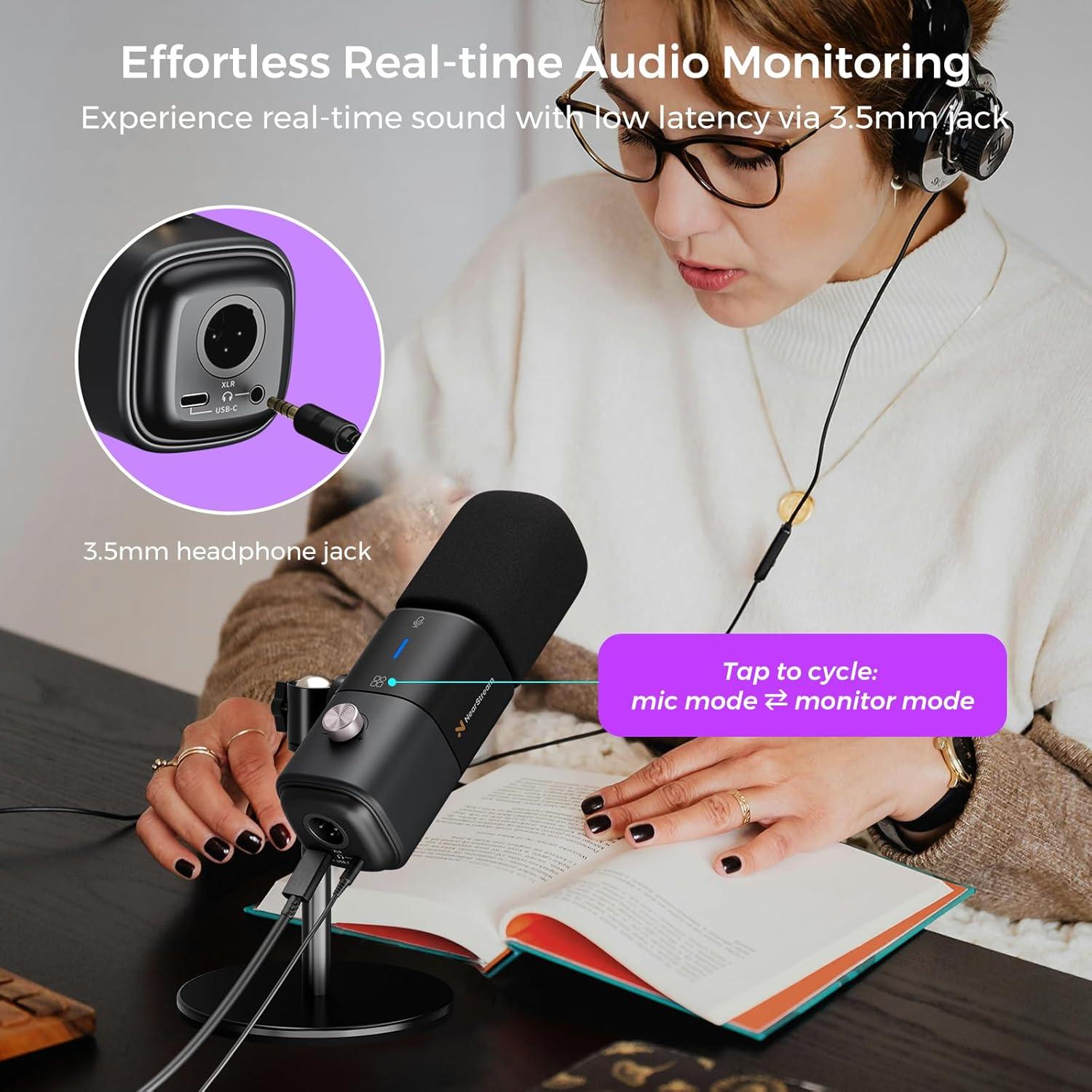 Micrófono de Condensador NearStream AM25X XLR/USB con Soporte