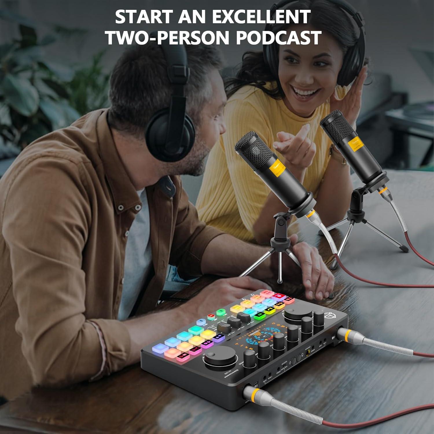 Paquete de Podcast para 2 con Mezclador M100 y Micrófonos XLR