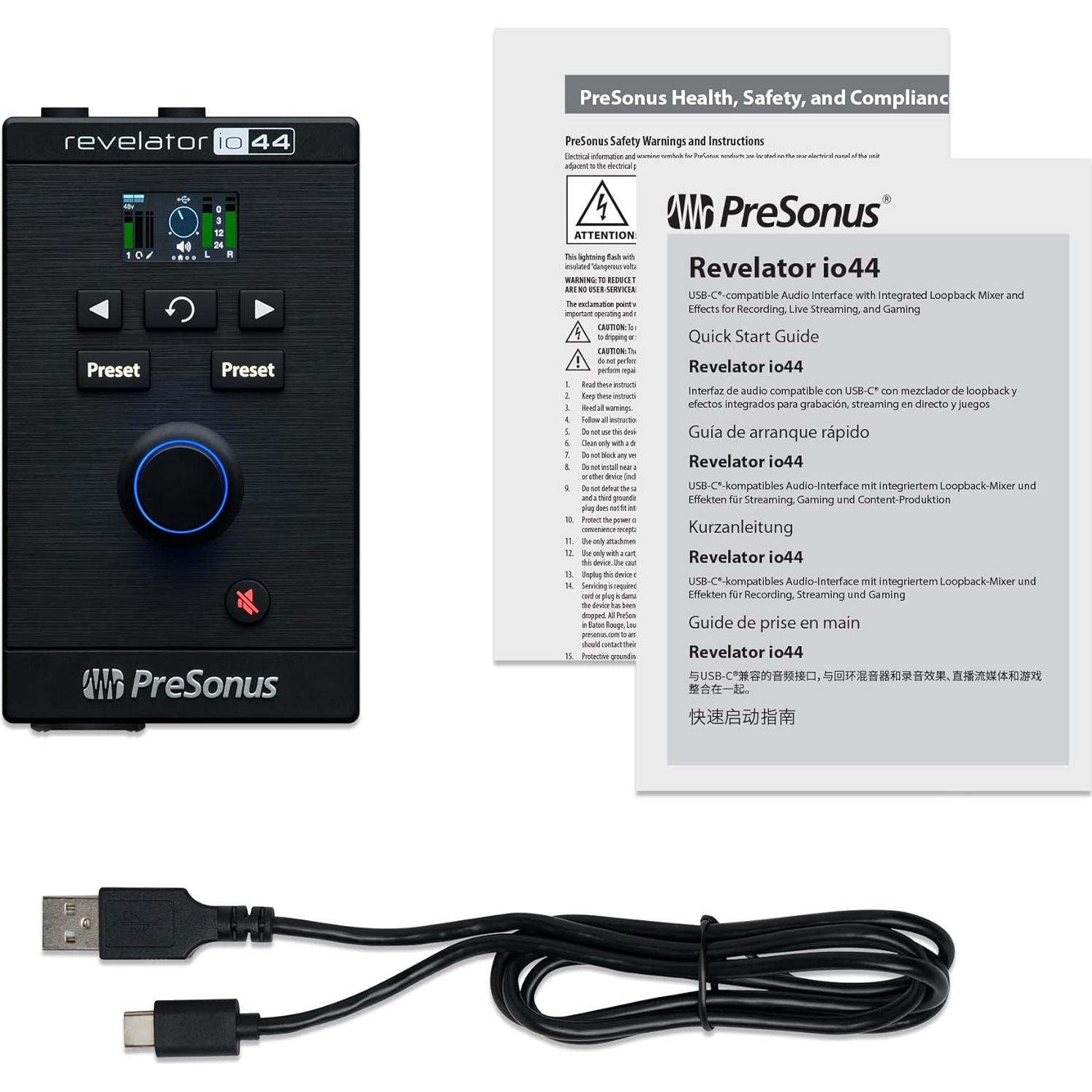 Interfaz de audio USB-C PreSonus Revelator io44 compacta