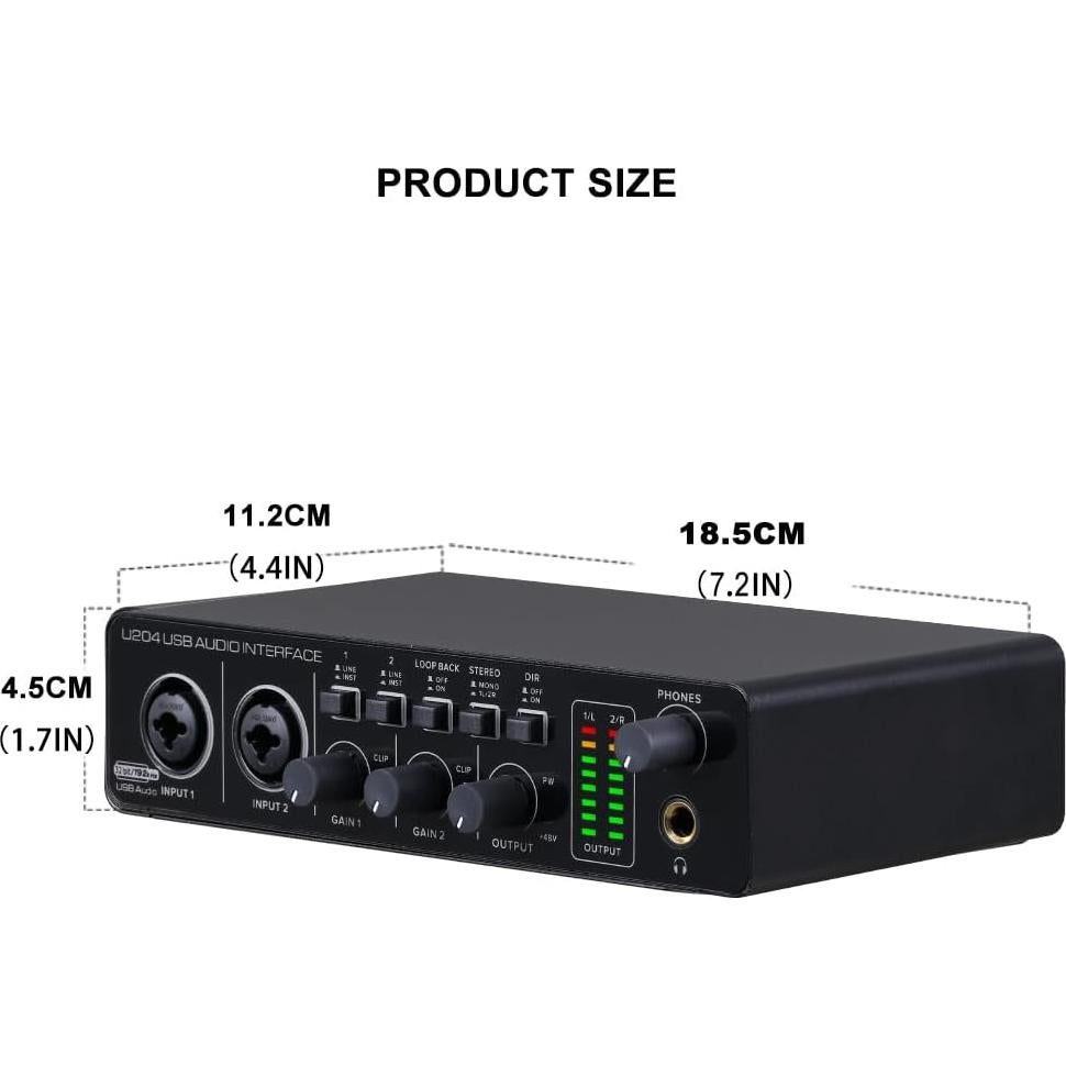 Interfaz de Audio USB BOMGE U204 2x2 para PC y Mac 32Bit/192kHz