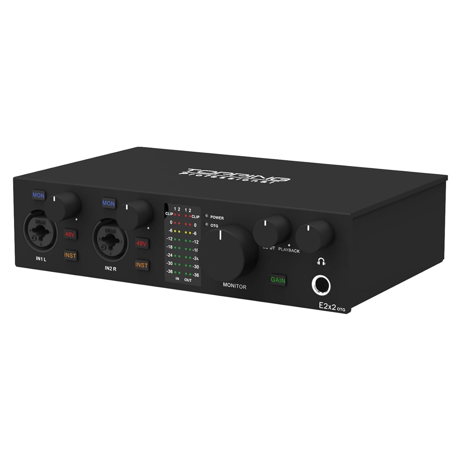 Interfaz de Audio USB Topping E2x2 OTG 192kHz/24bit - Preamplificador y Amplificador