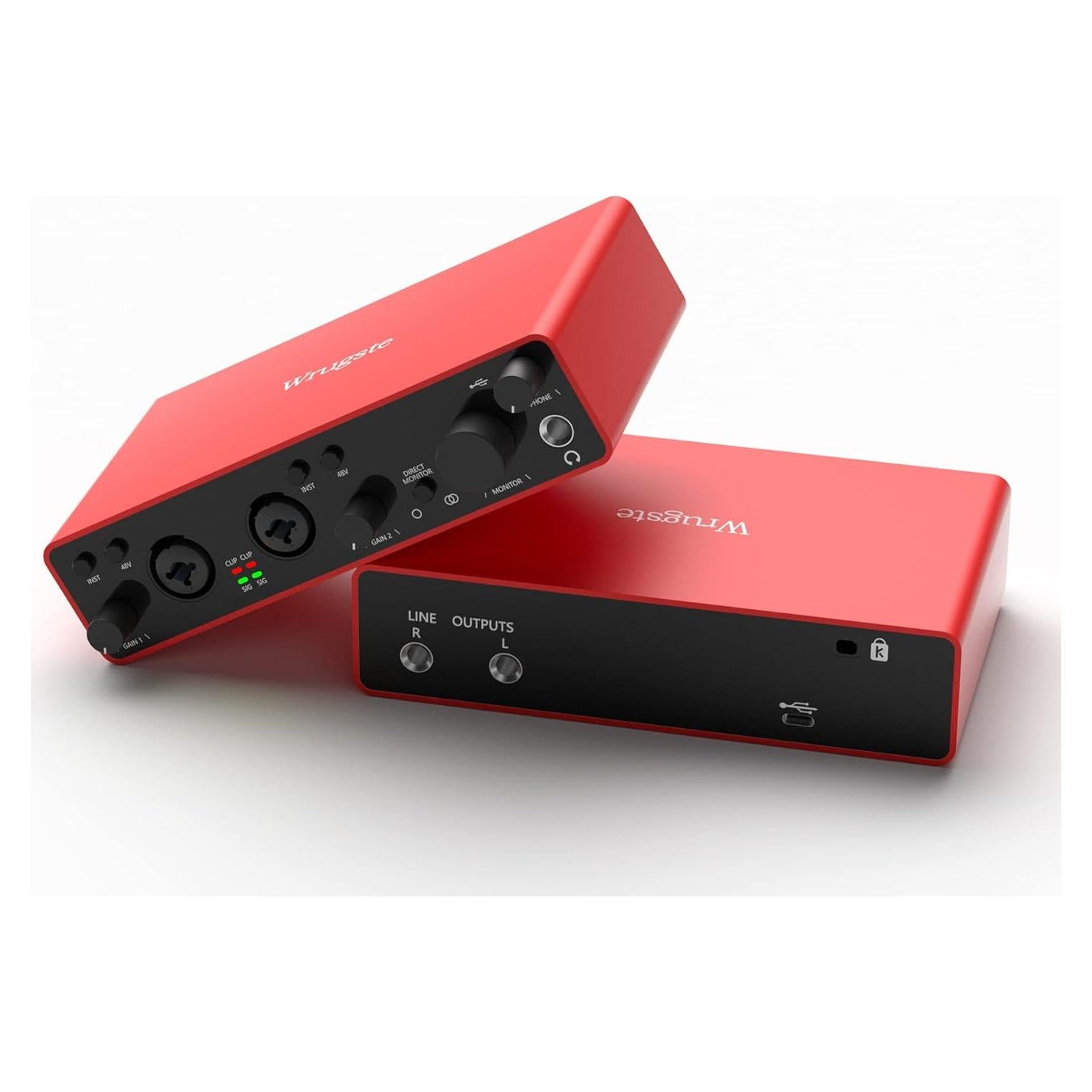 Interfaz de Audio USB Wrugste 24Bit/192kHz con Phantom 48V