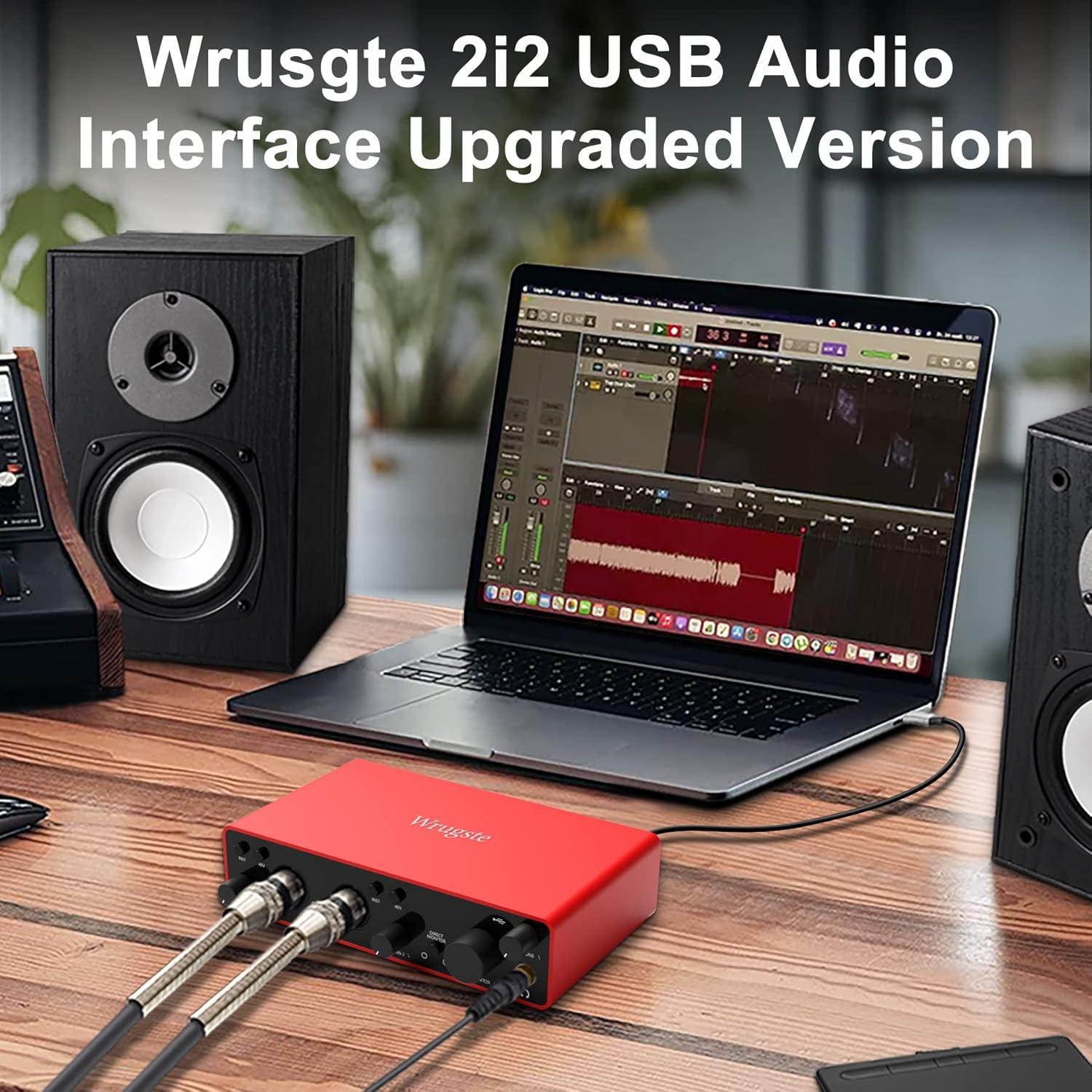 Interfaz de Audio USB Wrugste 24Bit/192kHz con Phantom 48V