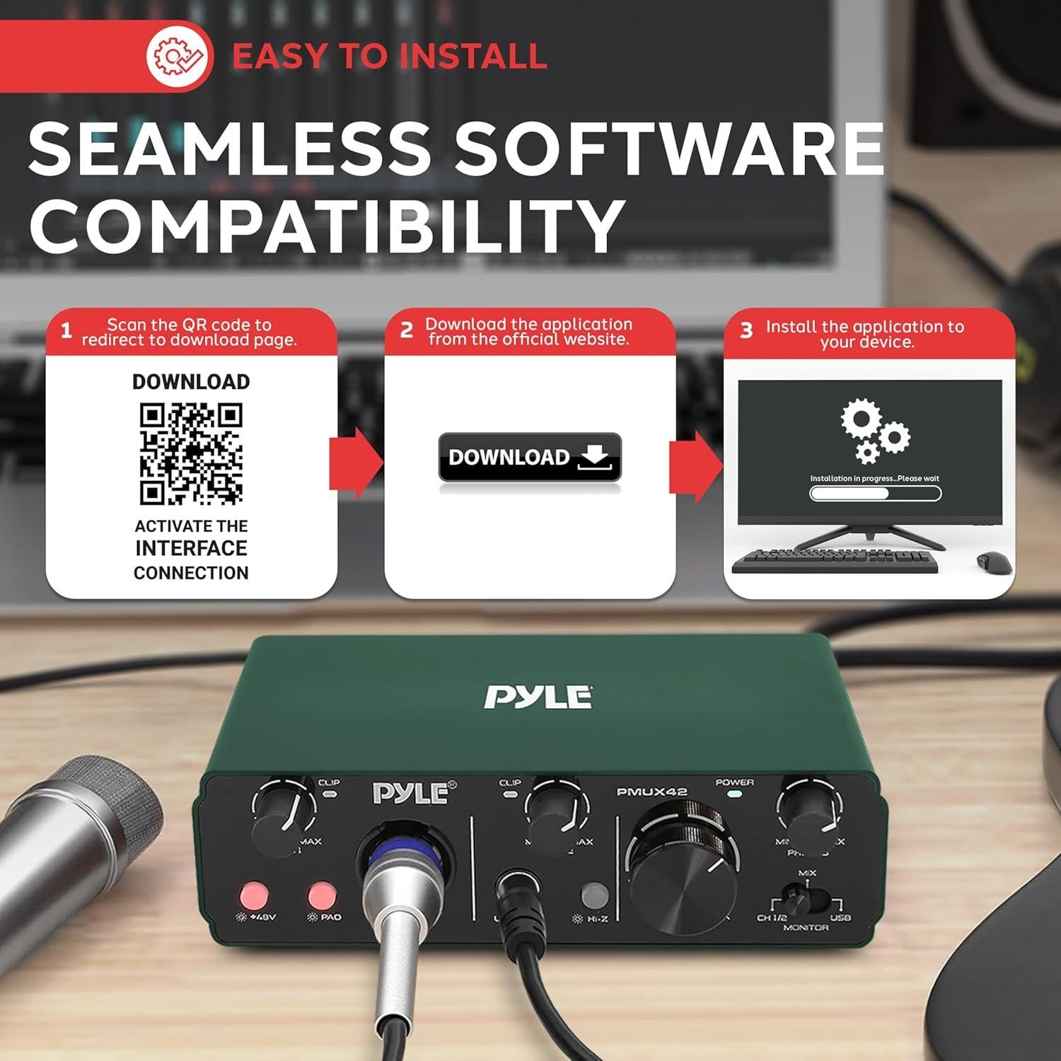 Interfaz de Audio USB Pyle PMUX42.5 2IN 2OUT 24bit/192kHz