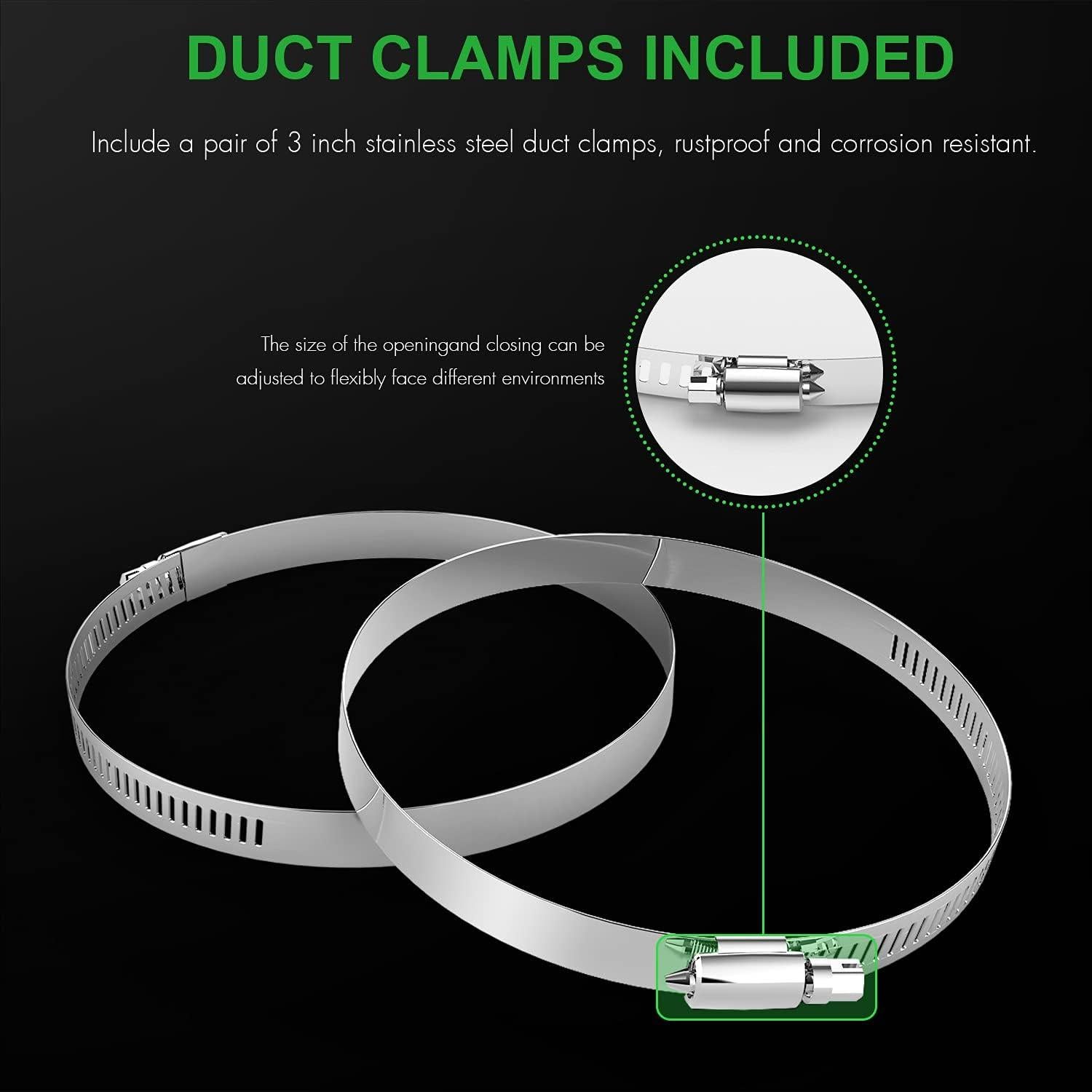 Conducto Flexible 3" iPower 2.44m Aluminio HVAC con Abrazaderas
