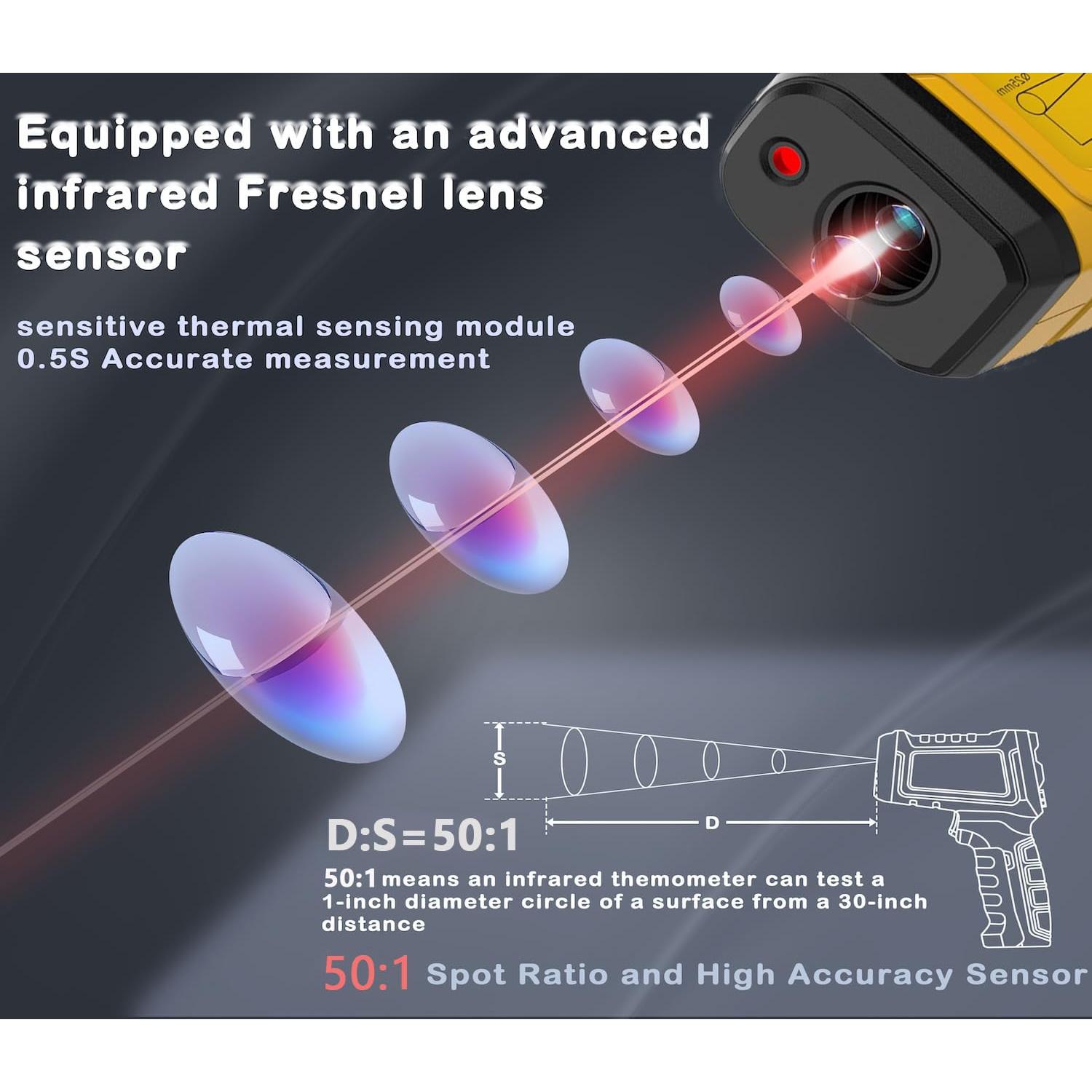 Termómetro Infrarrojo SURPEER -50°C a 980°C 50:1