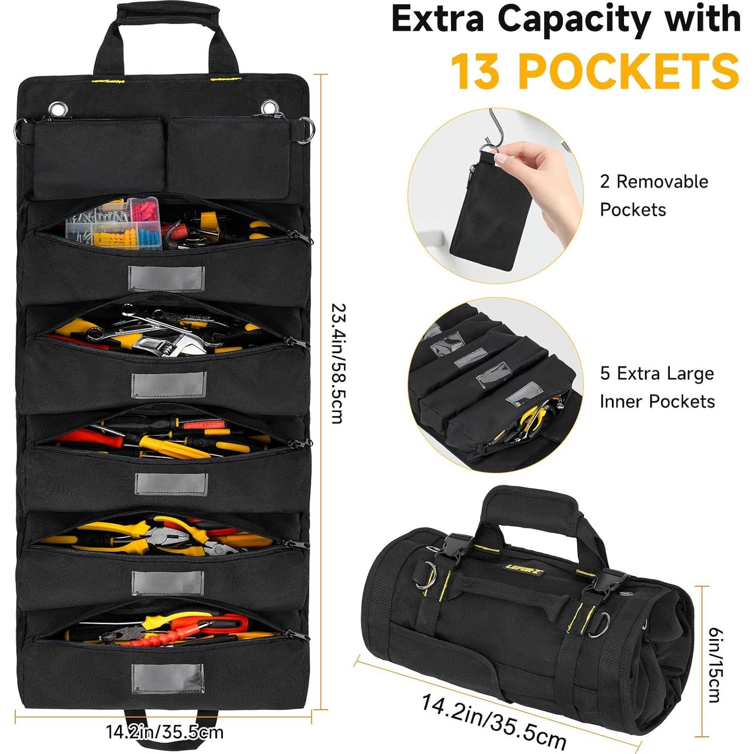 Bolsa de Herramientas LEFOR·Z Grande 13 Bolsillos Negra