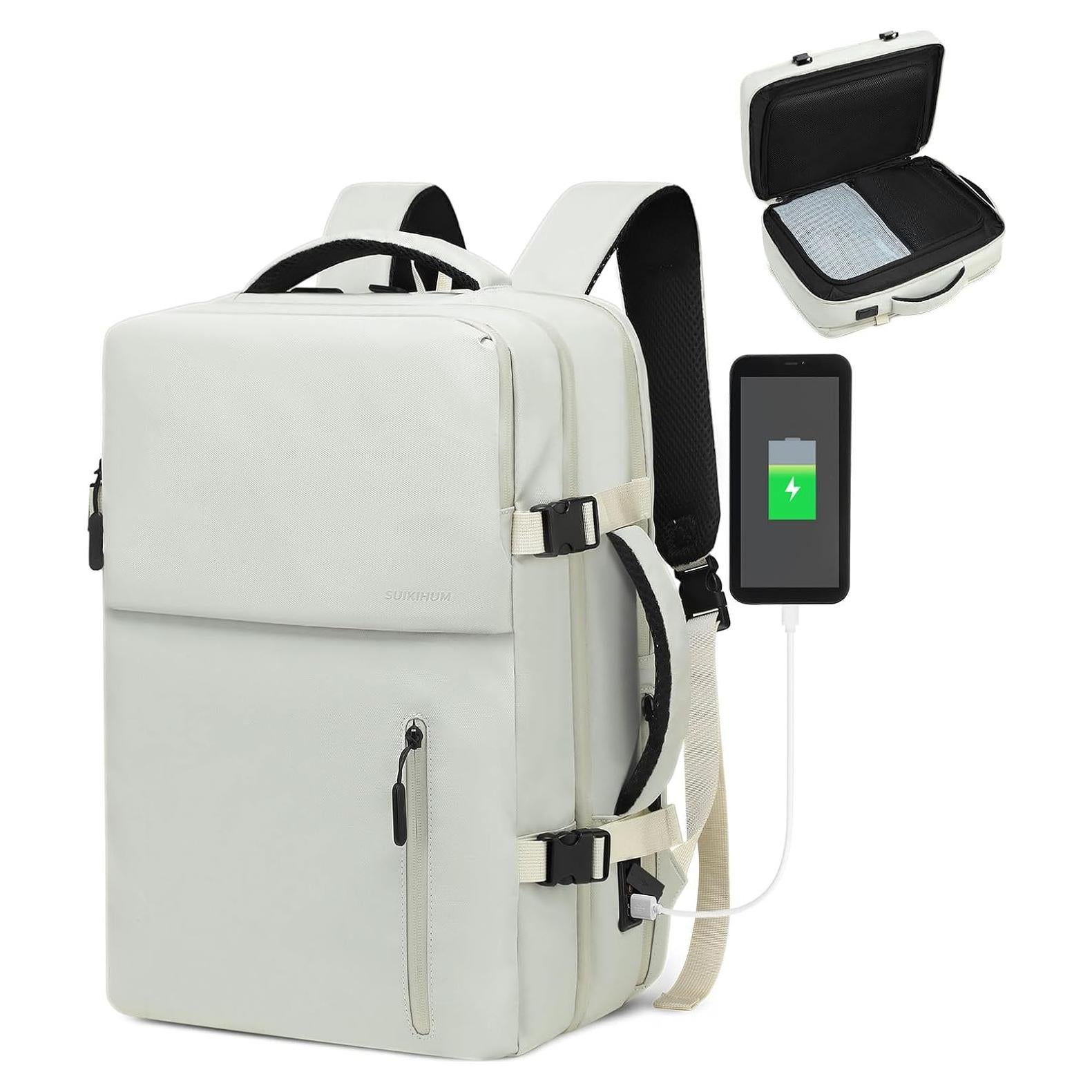 Mochila de Viaje SUIKIHUM 16" con USB y Aprobada Aerolíneas