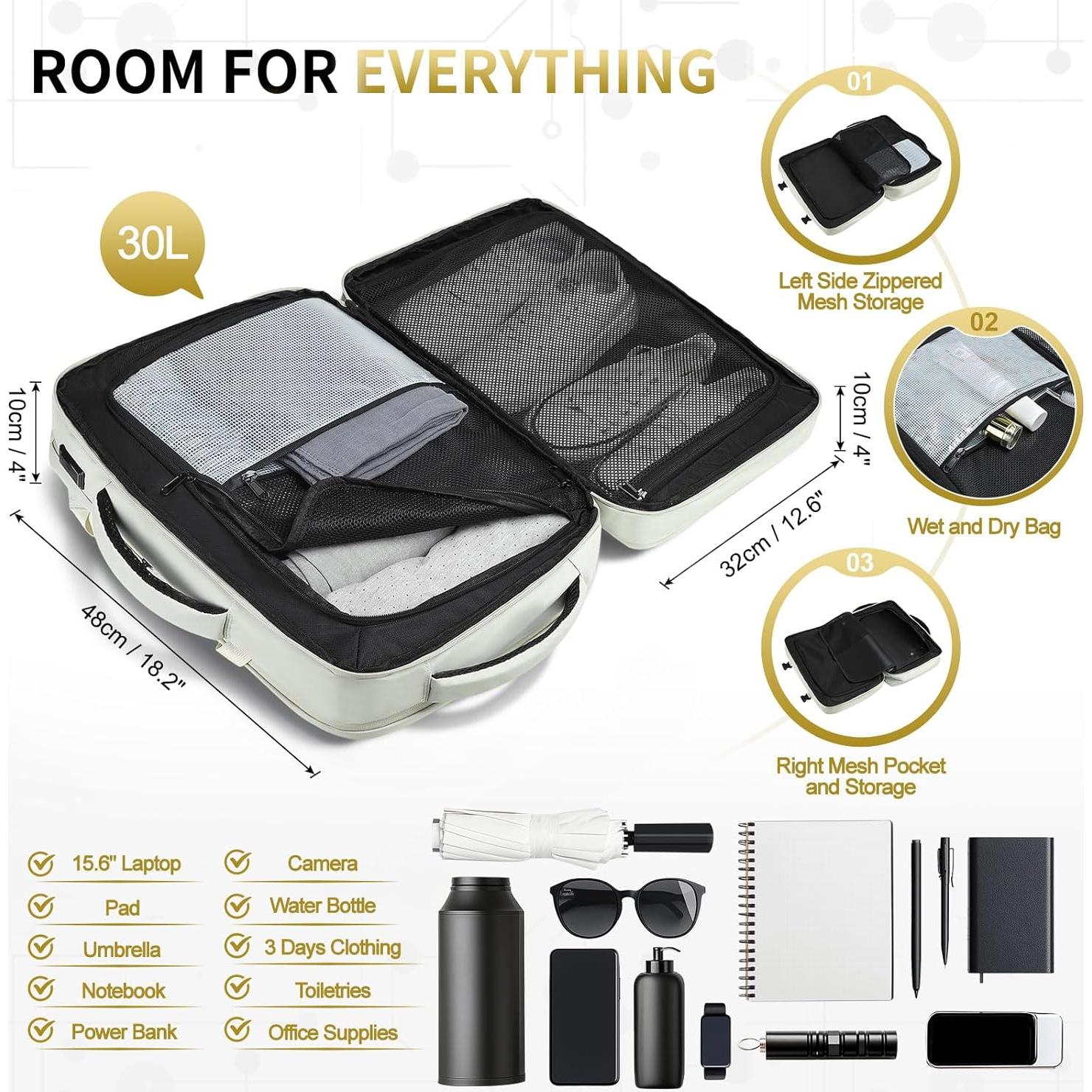 Mochila de Viaje SUIKIHUM 16" con USB y Aprobada Aerolíneas