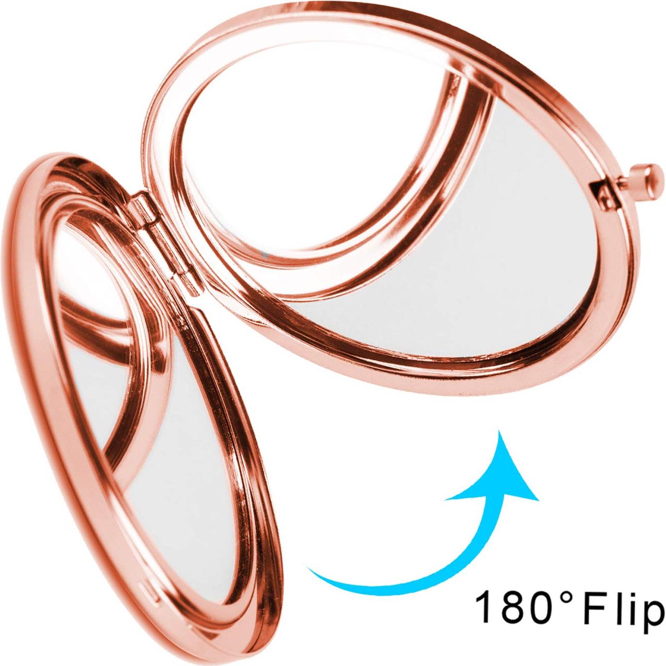 Espejo Compacto Dynippy Doble Cara 6.86 cm Oro Rosa