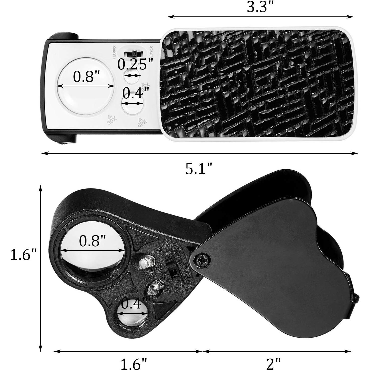 Lupa de Joyero Jetec 30X 60X 90X con Luz LED y UV