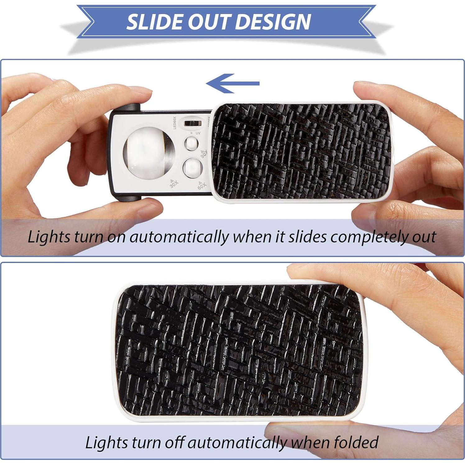 Lupa de Joyero Jetec 30X 60X 90X con Luz LED y UV