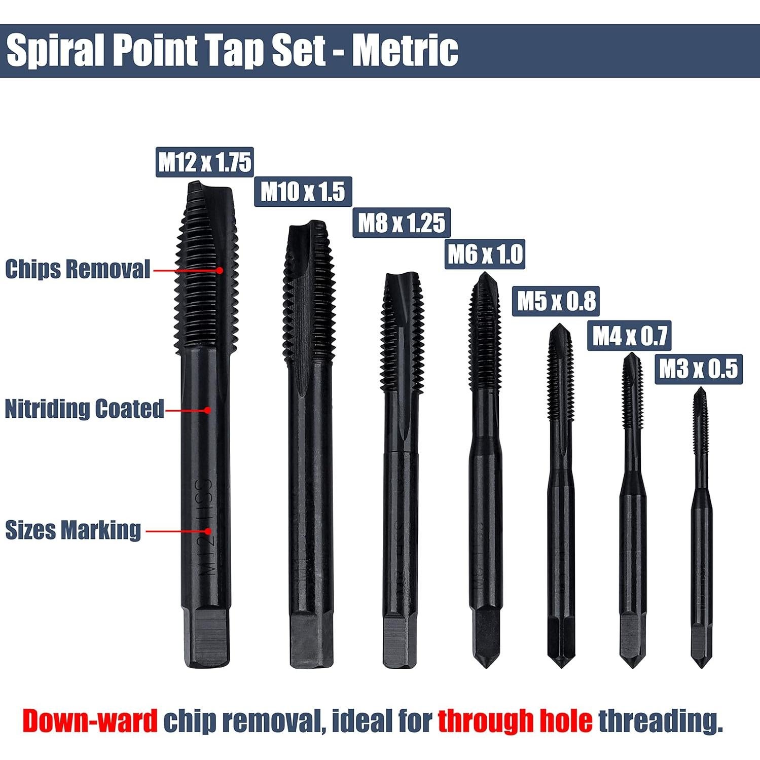 Yakamoz 7 Pcs Brocas de Rosca M3 a M12 Nitruración