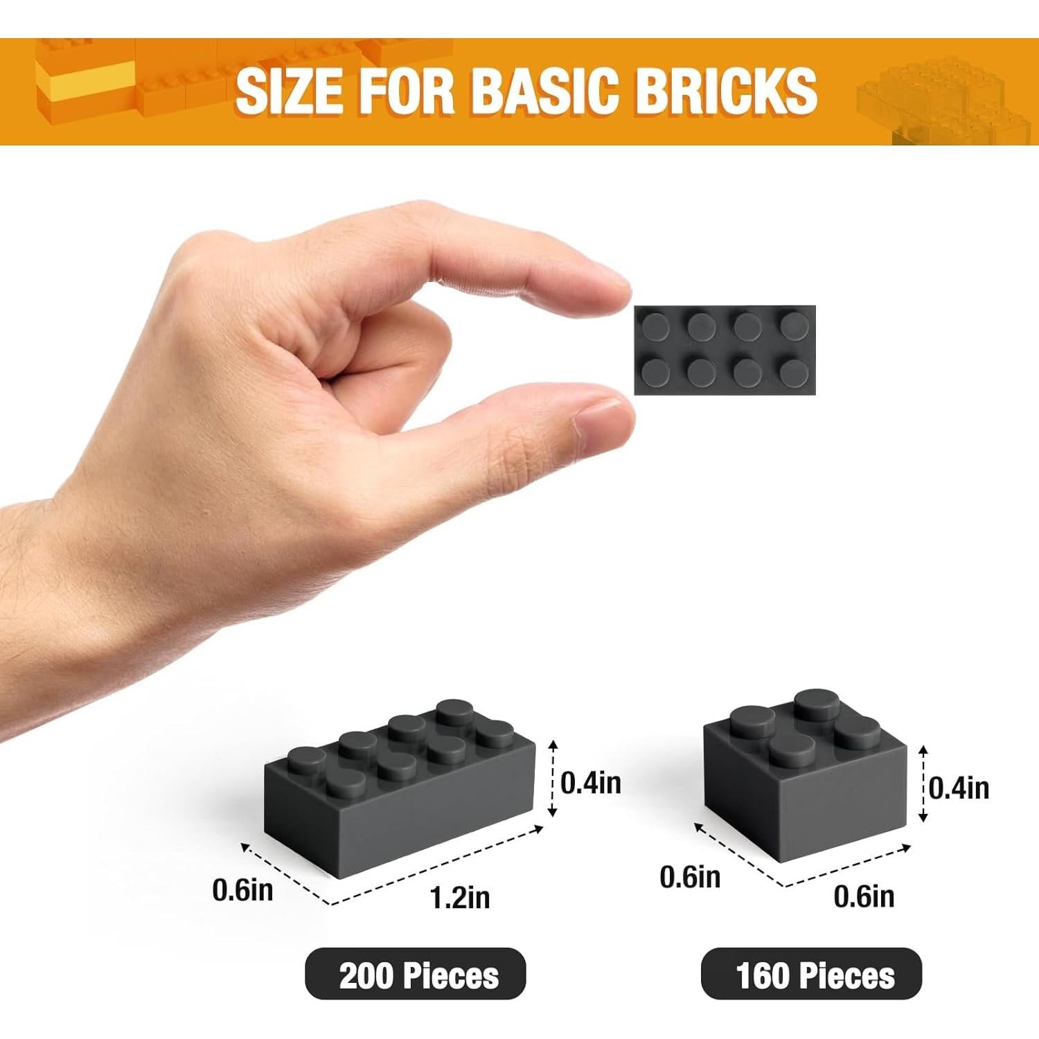 360 Piezas Ladrillos de Construcción Mannidoo 2x4 y 2x2 Negros