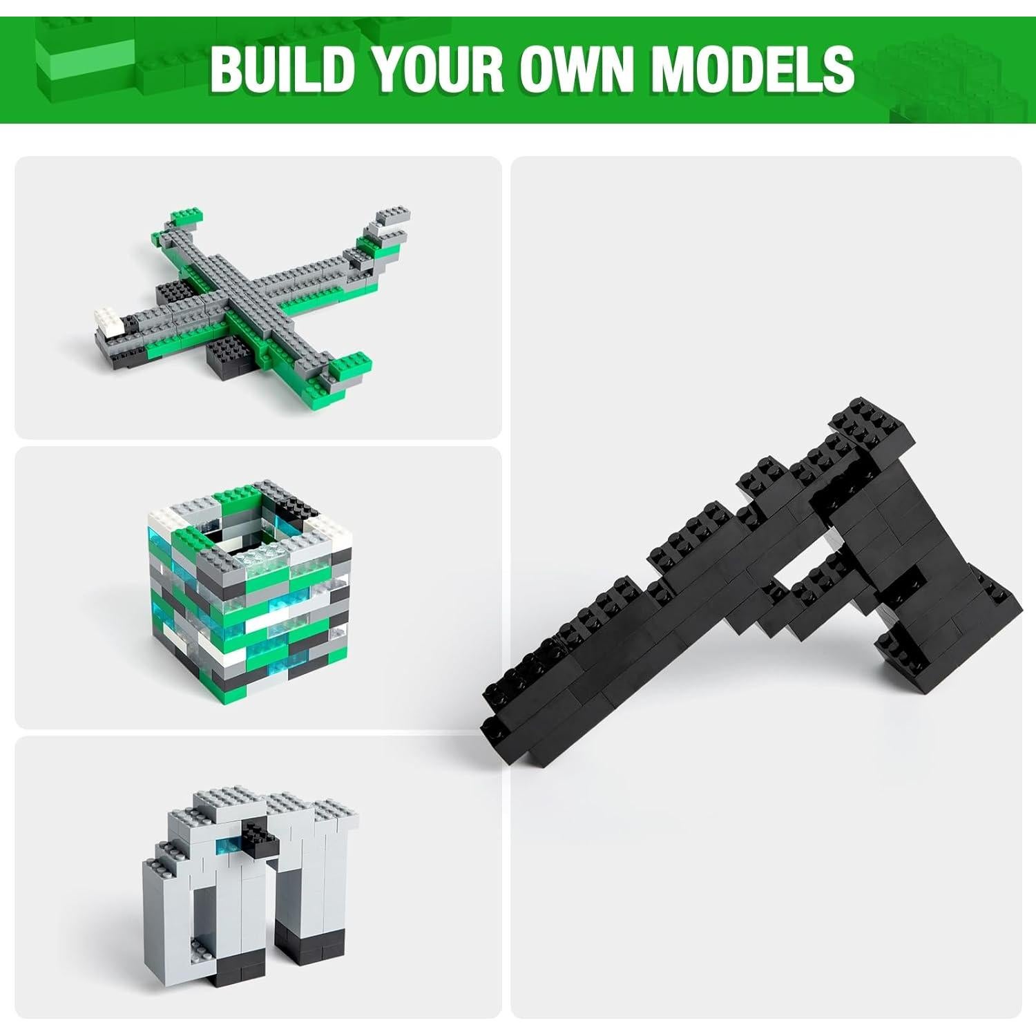 360 Piezas Ladrillos de Construcción Mannidoo 2x4 y 2x2 Negros