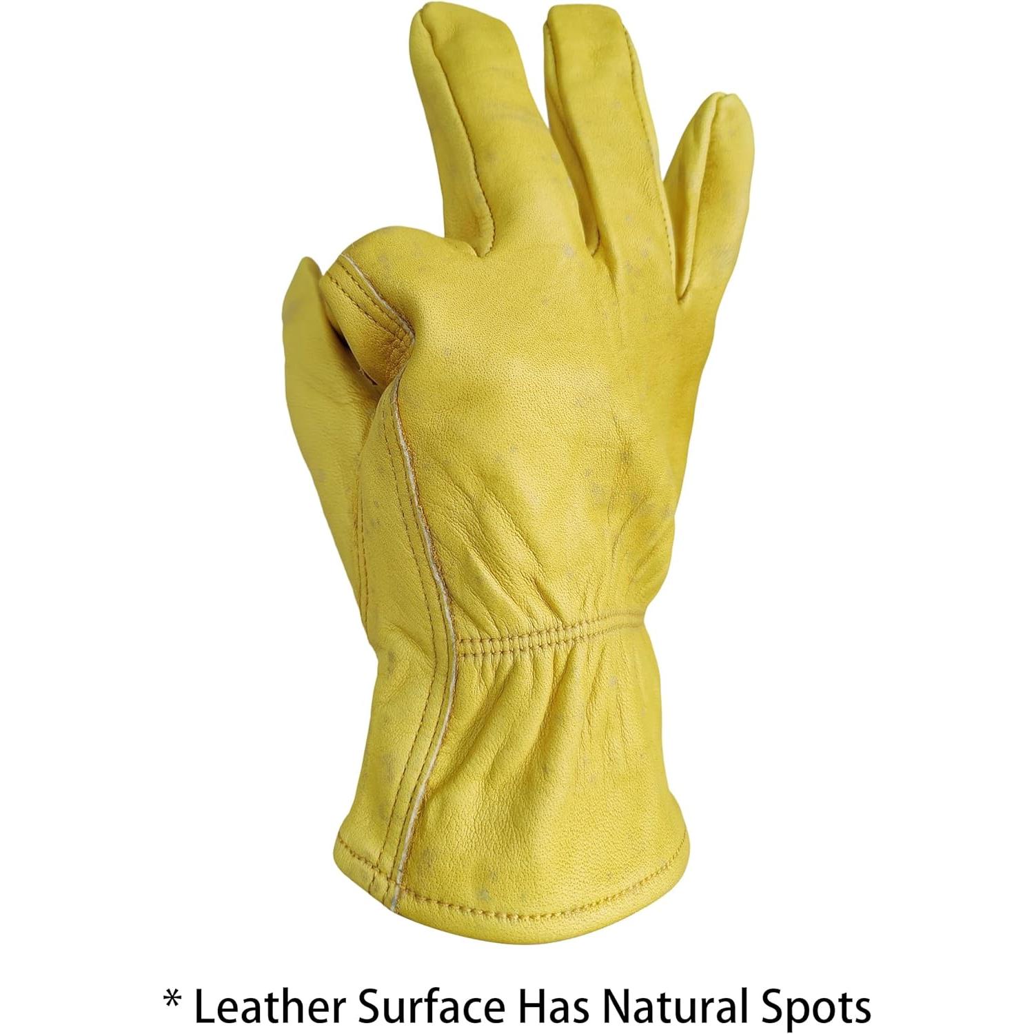 Guantes de Trabajo de Cuero Genuino 3 Pares Unisex Extra Grande