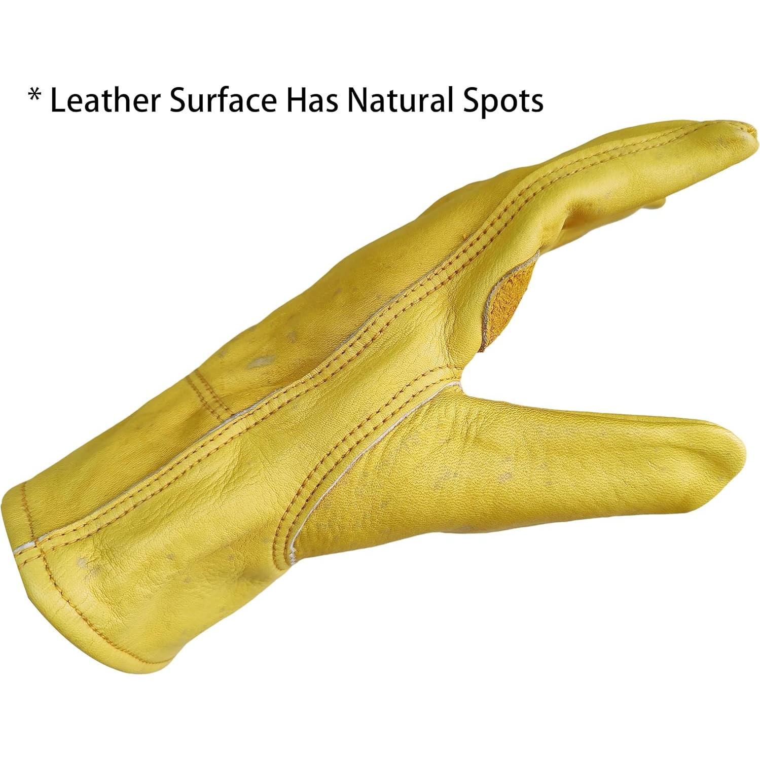 Guantes de Trabajo de Cuero Genuino 3 Pares Unisex Extra Grande