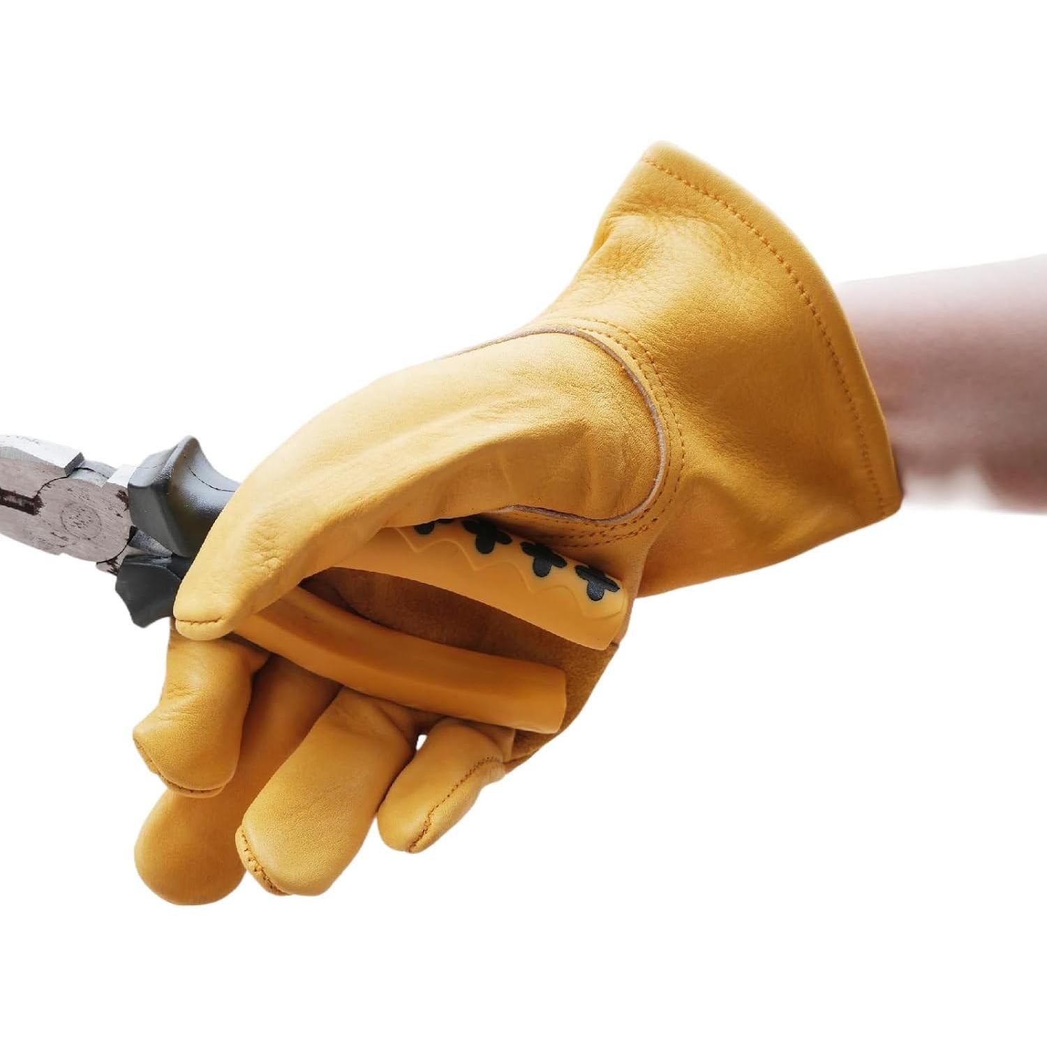 Guantes de Trabajo de Cuero Genuino 3 Pares Unisex Extra Grande