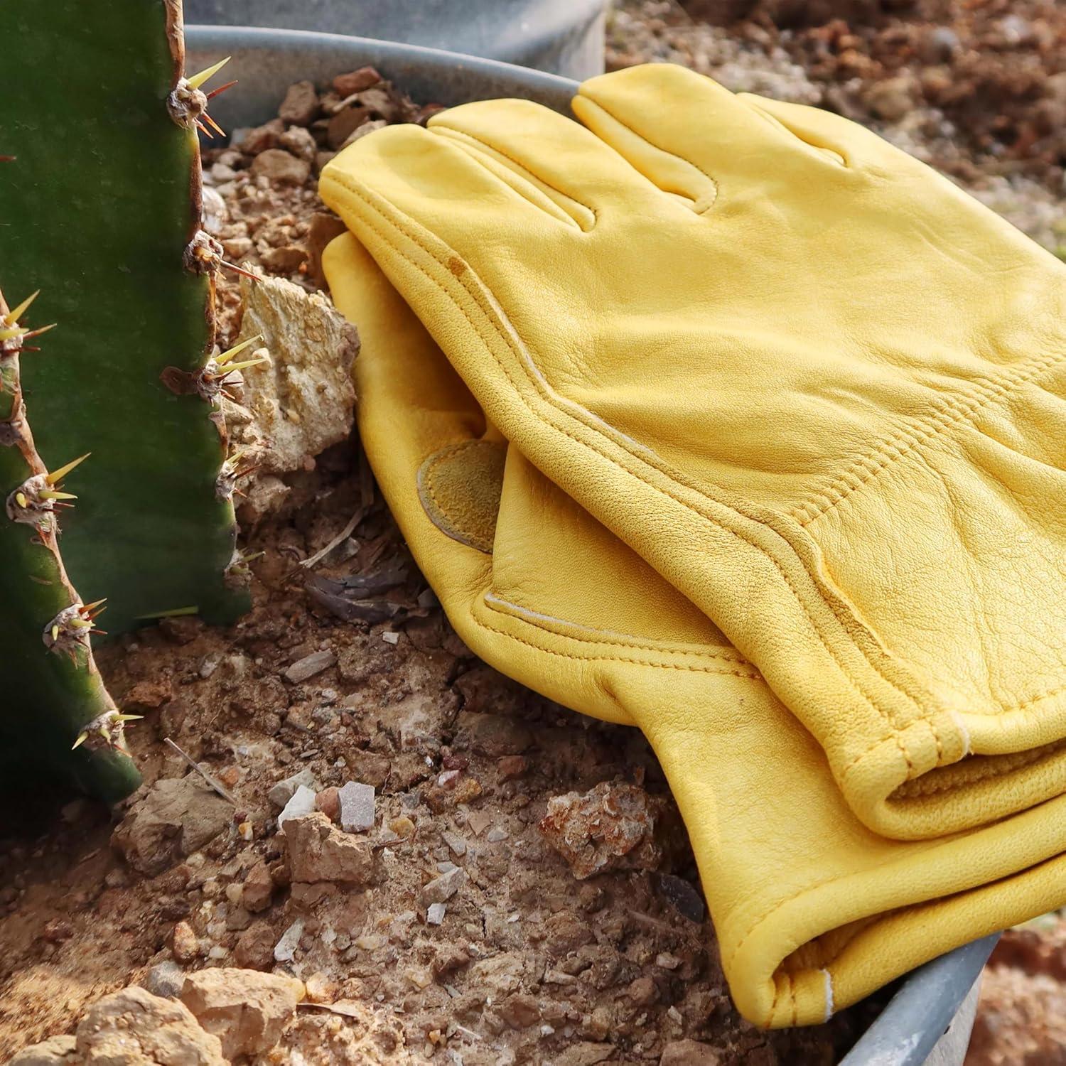 Guantes de Trabajo de Cuero Genuino 3 Pares Unisex Extra Grande