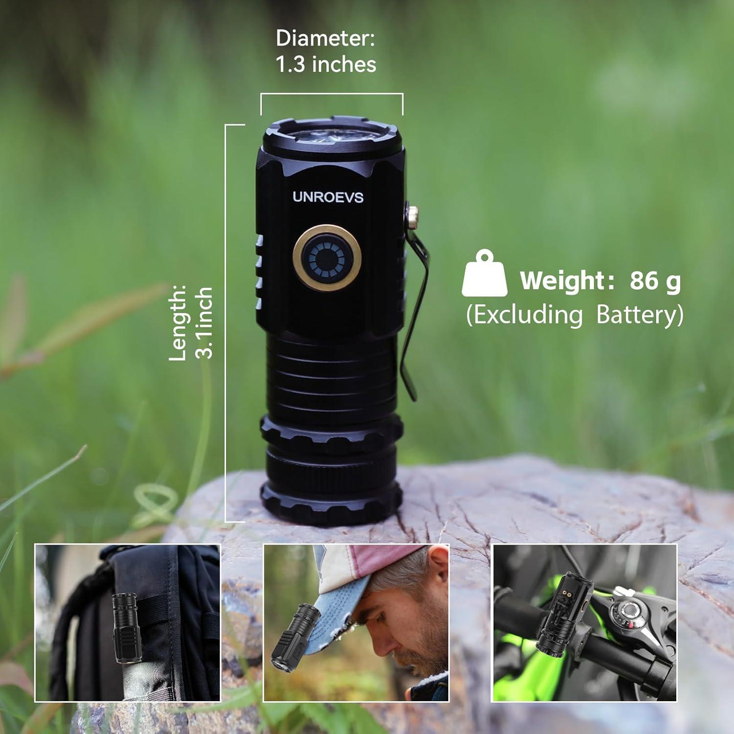 Mini Linterna LED UNROEVS 2550 Lúmenes 5 Modos USB C