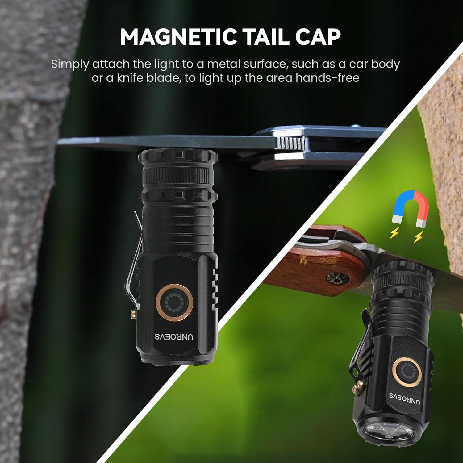 Mini Linterna LED UNROEVS 2550 Lúmenes 5 Modos USB C