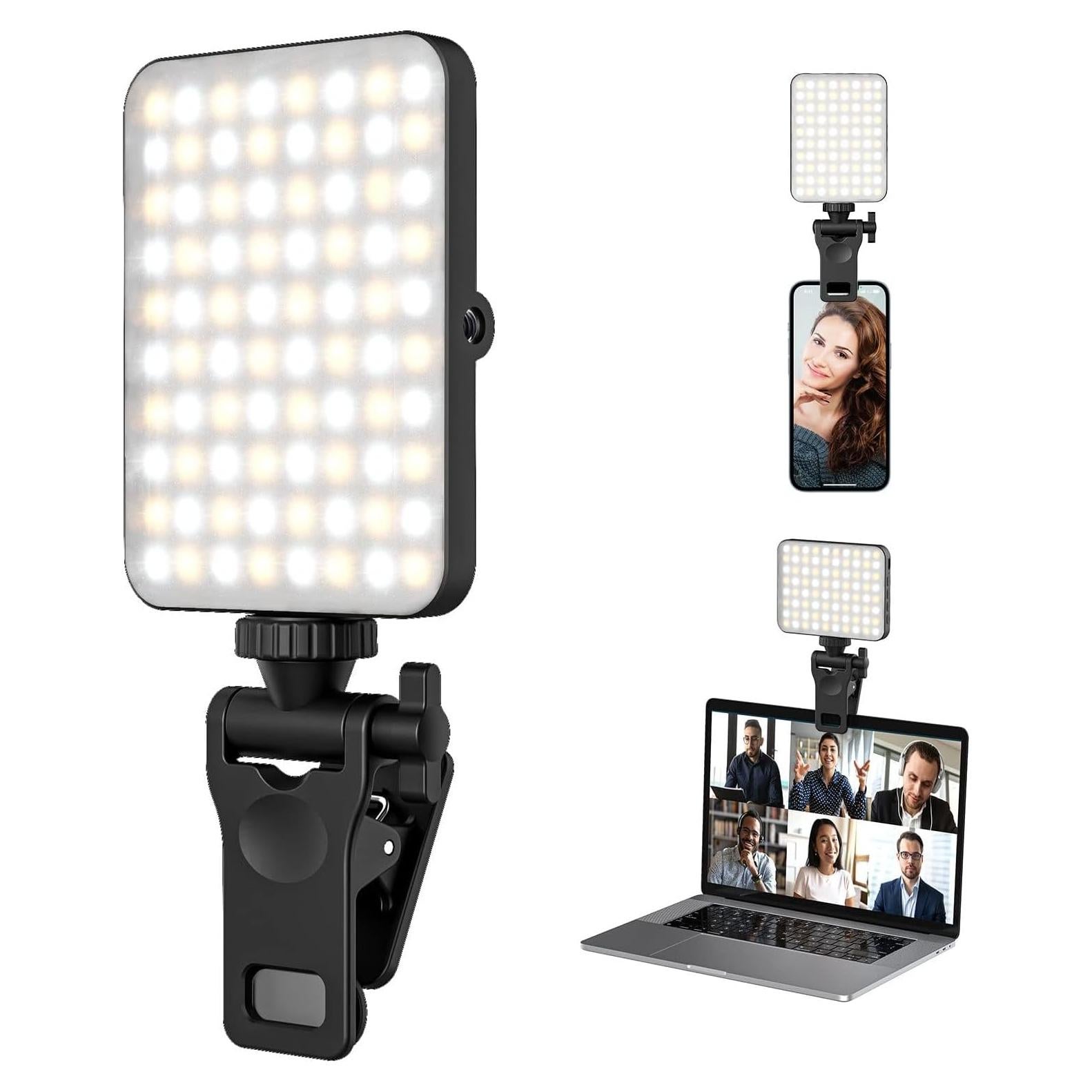 Clip de Luz Selfie Recargable Boyingkeji Negro LED Ajustable