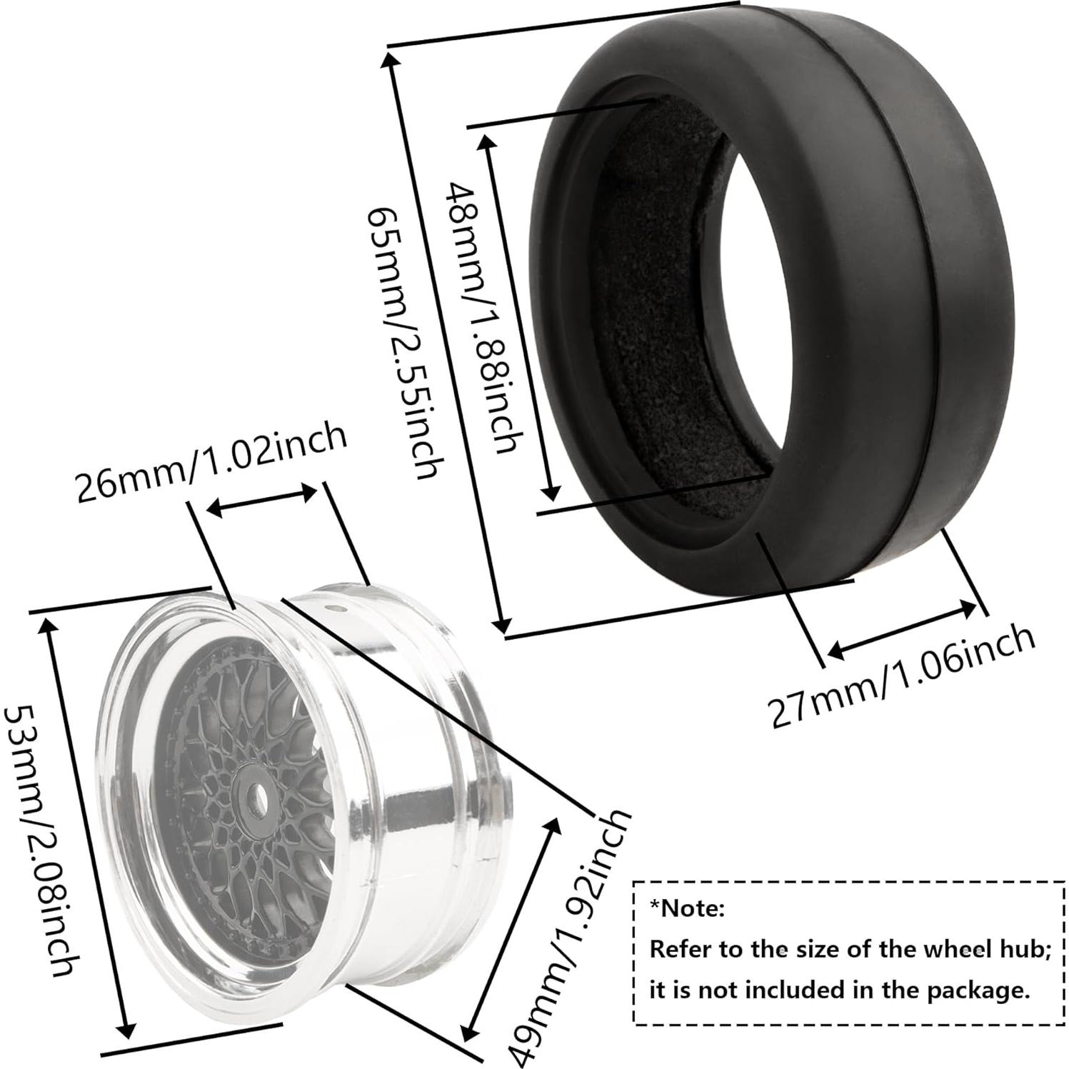 Paquete de 4 Neumáticos Slick GDOOL 65mm para RC 1/10