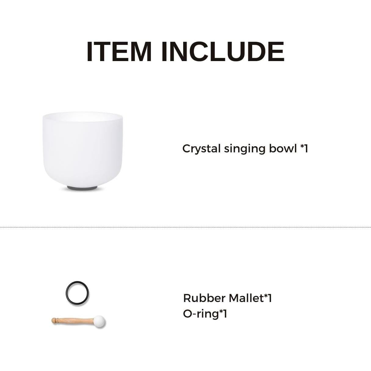 Tazón de Cuarzo Cantante CALM CLANG 17.78 cm Nota B Blanco con Martillo